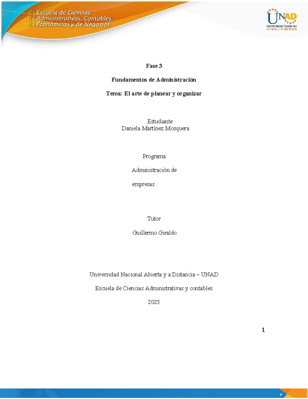 Tarea 3: El Arte de Planear y Organizar en Administración (ADM-2025) - Document Preview