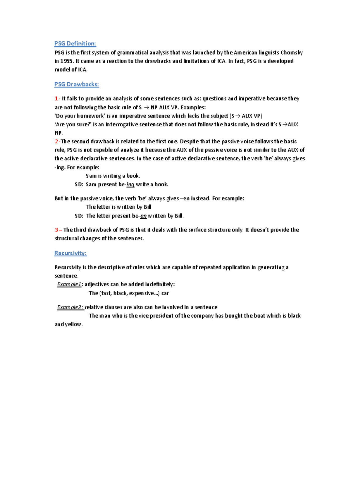 PSG Definition and Drawbacks in Linguistics Analysis - Studocu