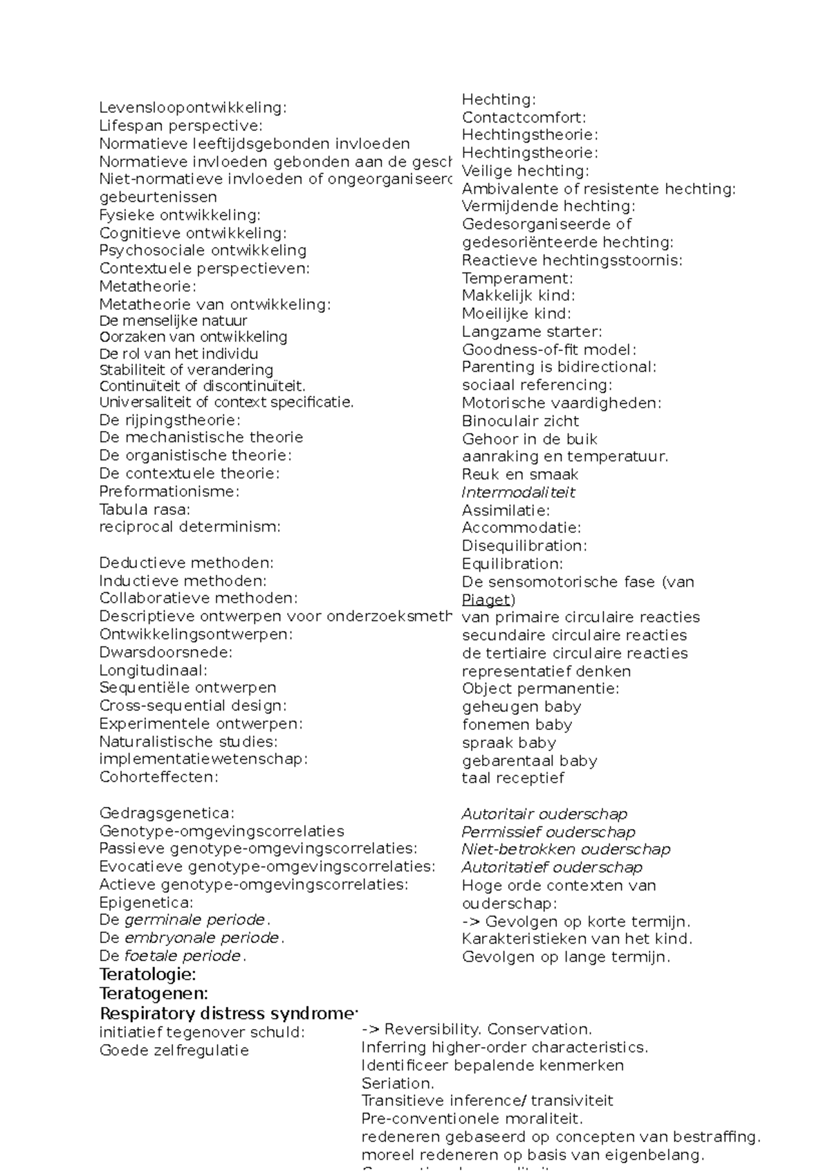 Owp Begrippenlijst: Belangrijke Concepten Ontwikkelingspsychologie ...