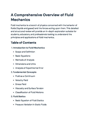 Fluid Mechanics - Study Notes & Assignments - Studocu