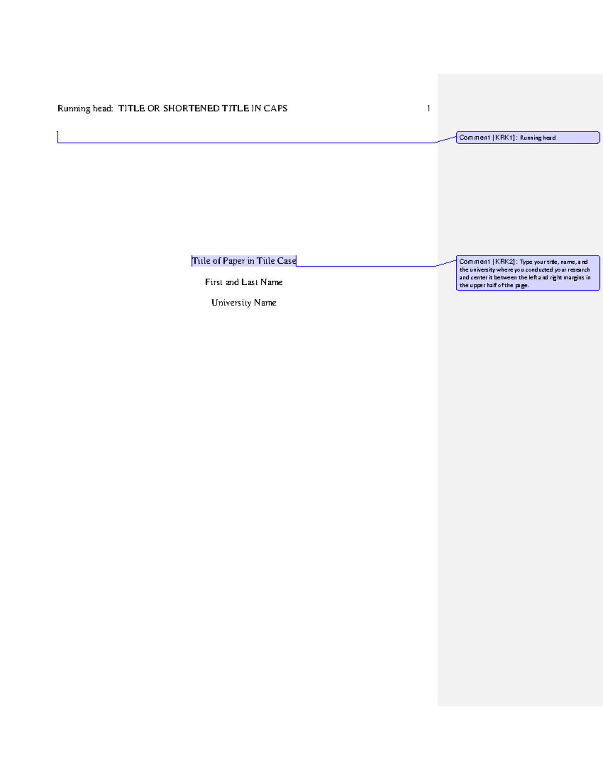 APA Sample Paper - Running head: TITLE OR SHORTENED TITLE IN CAPS 1 ...