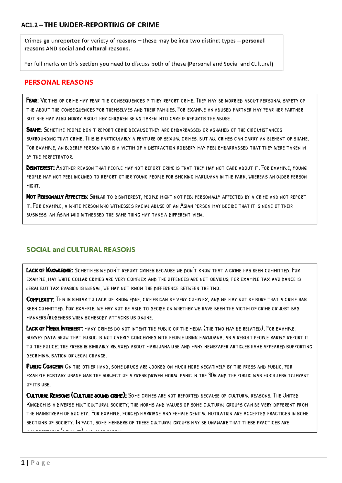 AC1.2 Underreporting of Crime: Personal & Social Reasons Explained ...