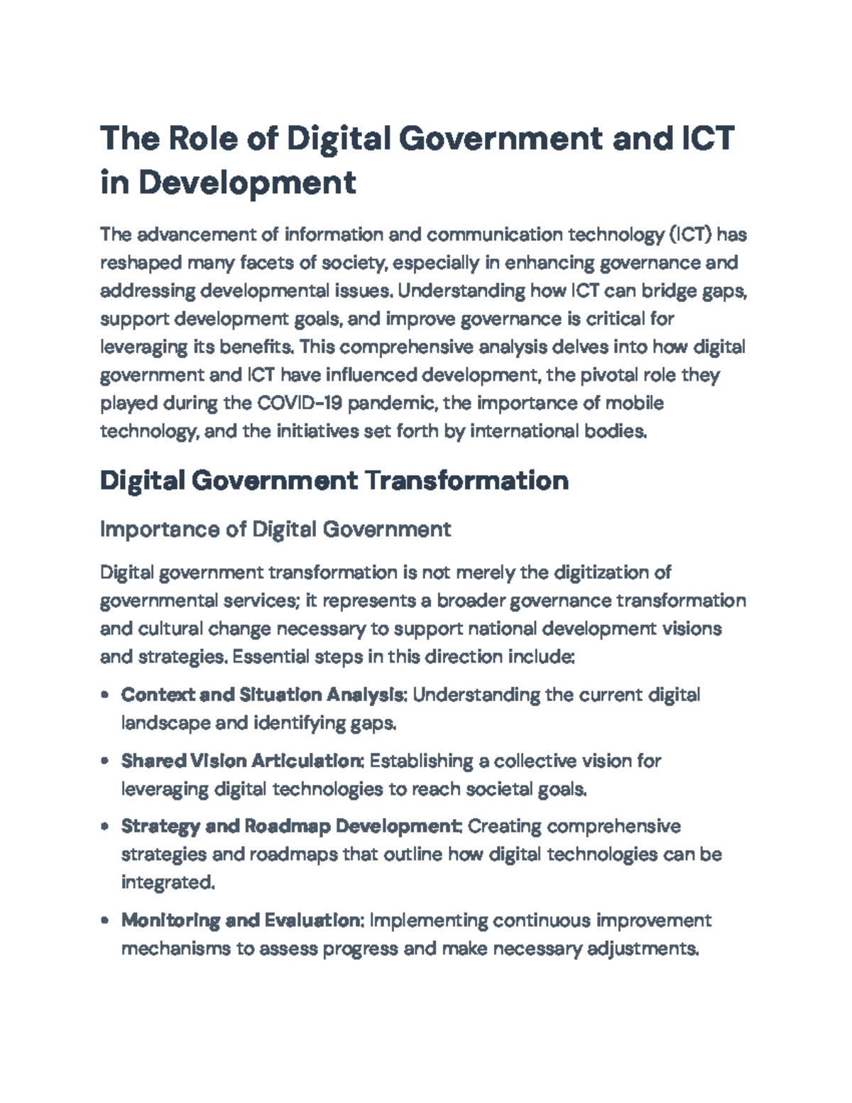 Digital Government and ICT: Bridging Development Gaps in the COVID Era ...