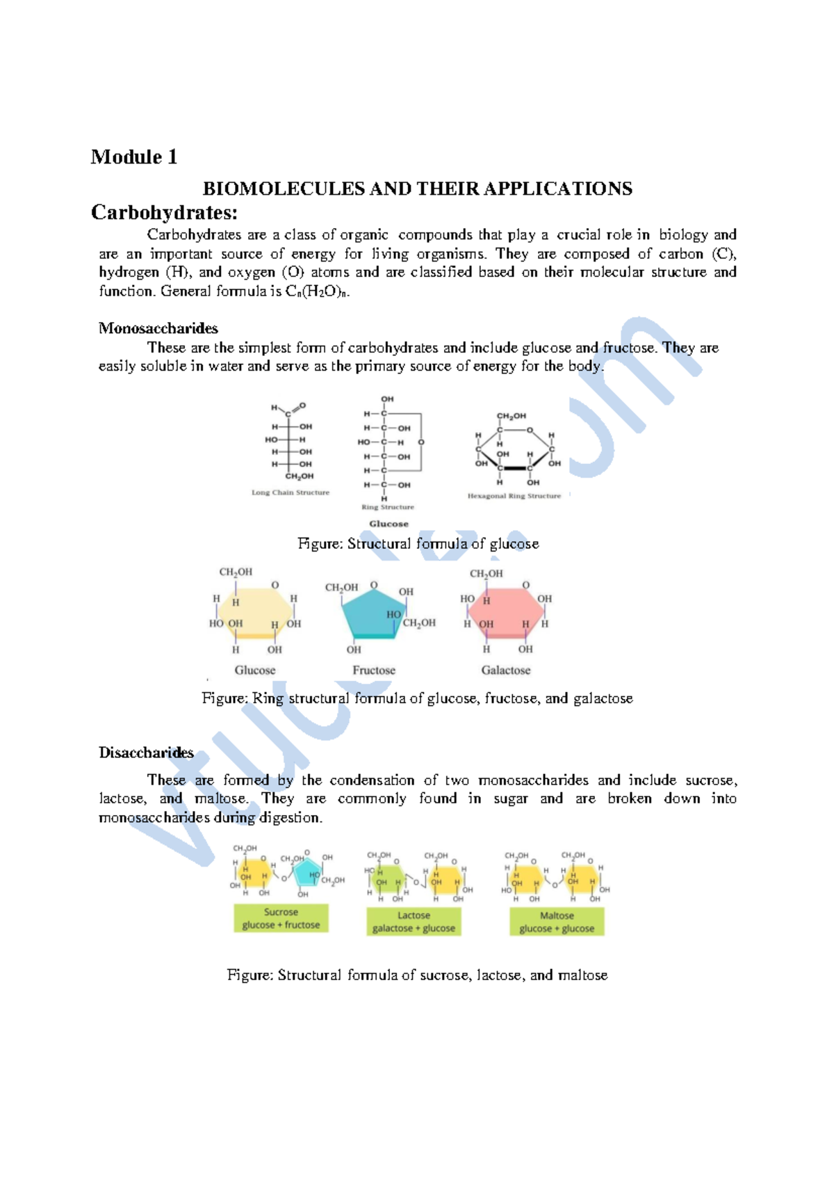 Module 1: BIOMOLECULES & APPLICATIONS in Biology - Studocu