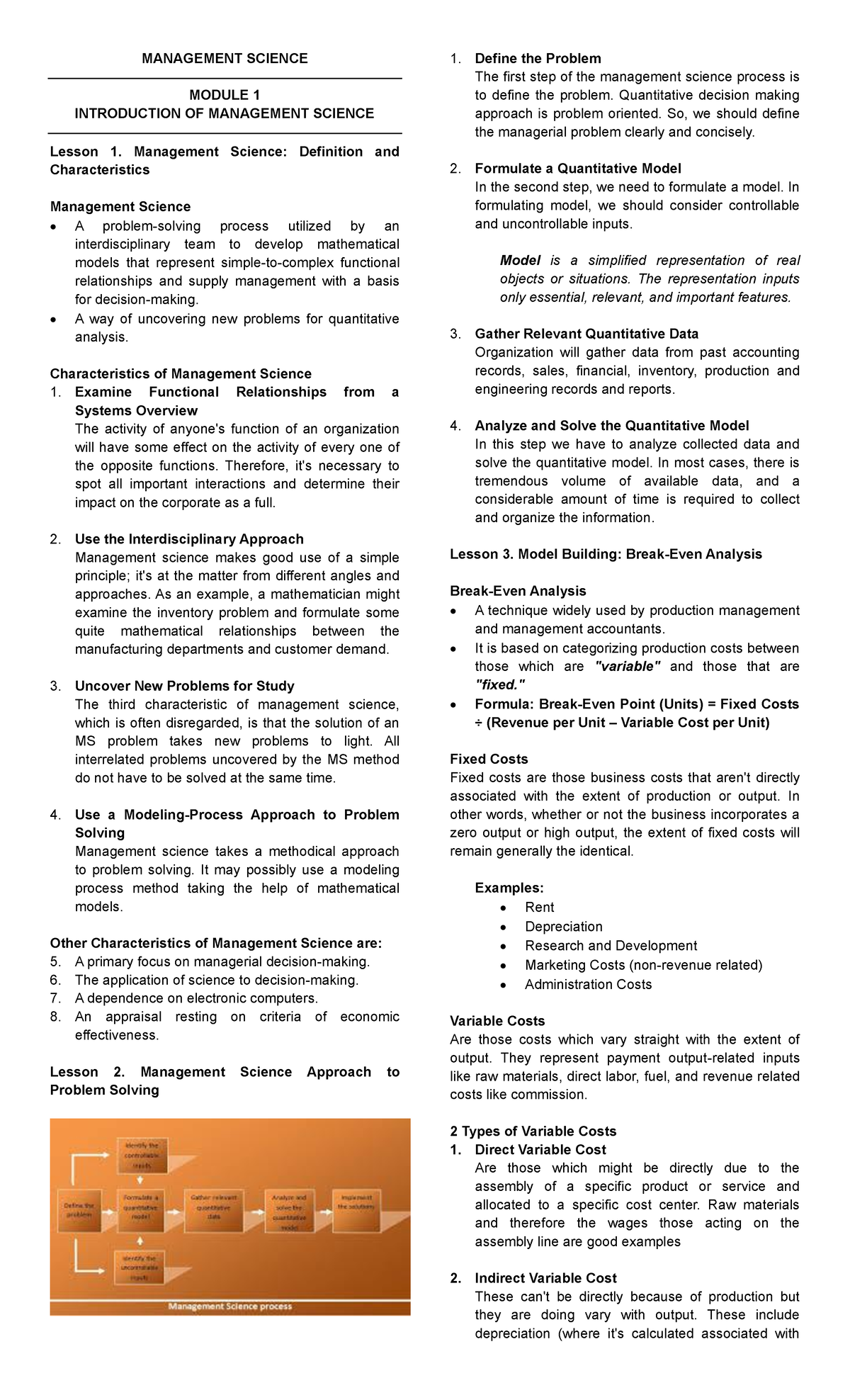 Management Science 101: Key Concepts and Problem Solving Techniques ...