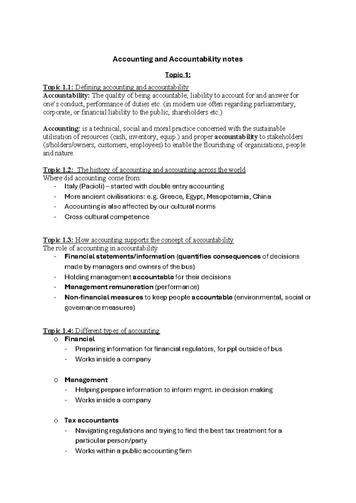 Accounting and Accountability Lecture Notes - Studocu