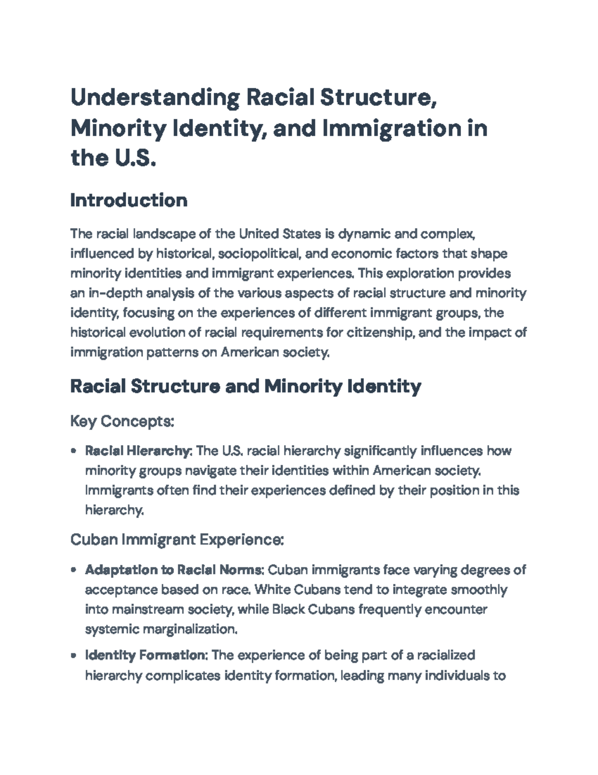 Understanding Racial Structures and Immigrant Identities in the U.S ...