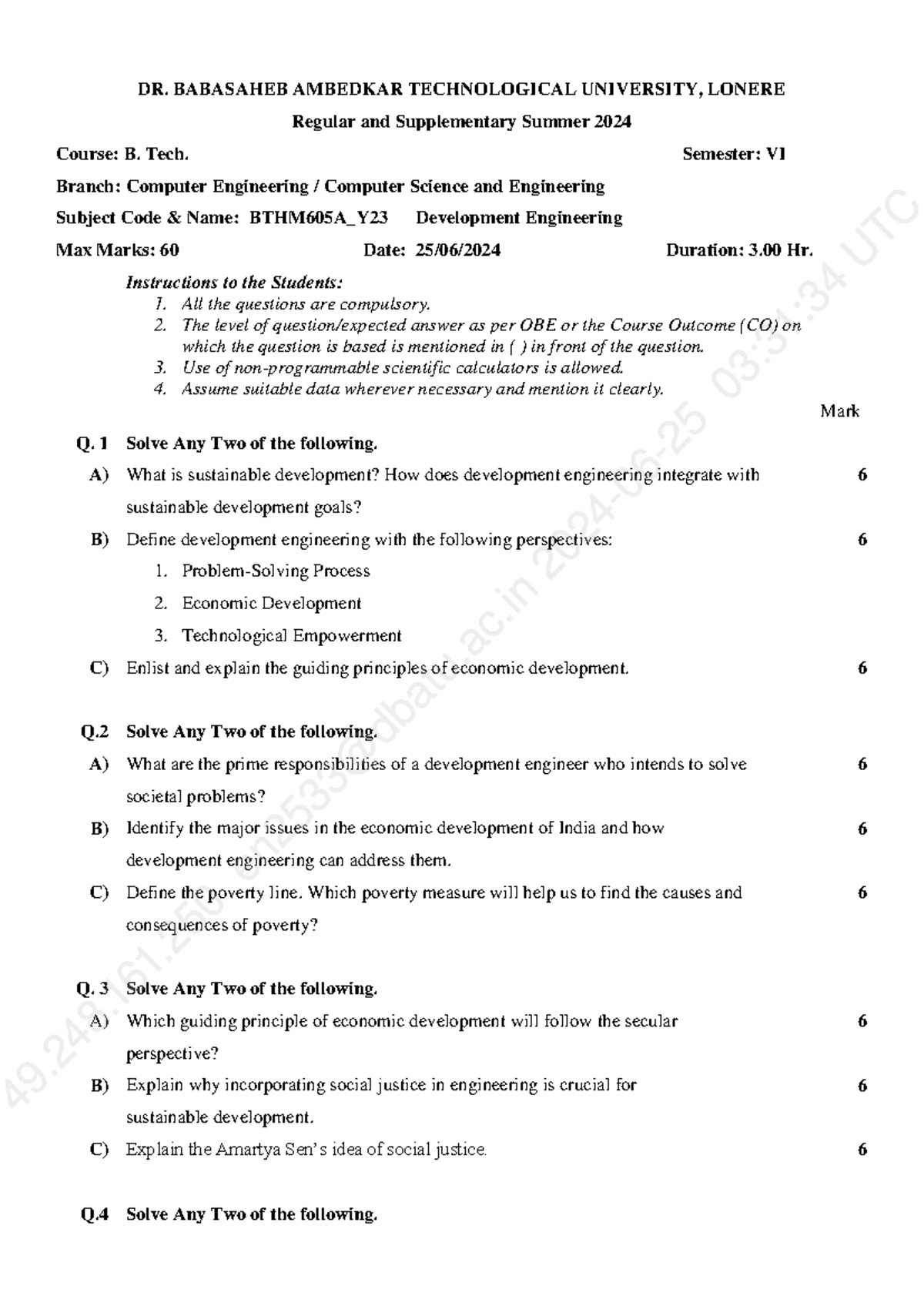 BTHM605A_Y23 Development Engineering Exam Paper - Summer 2024 - Studocu