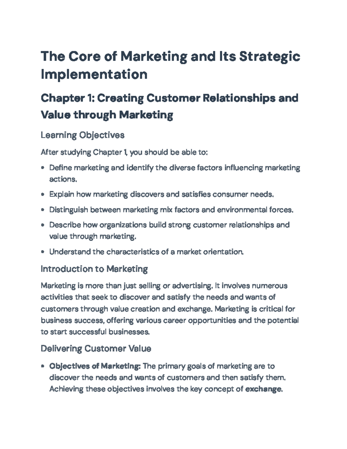 Marketing Fundamentals and Strategic Implementation: Chapter 1 Overview ...