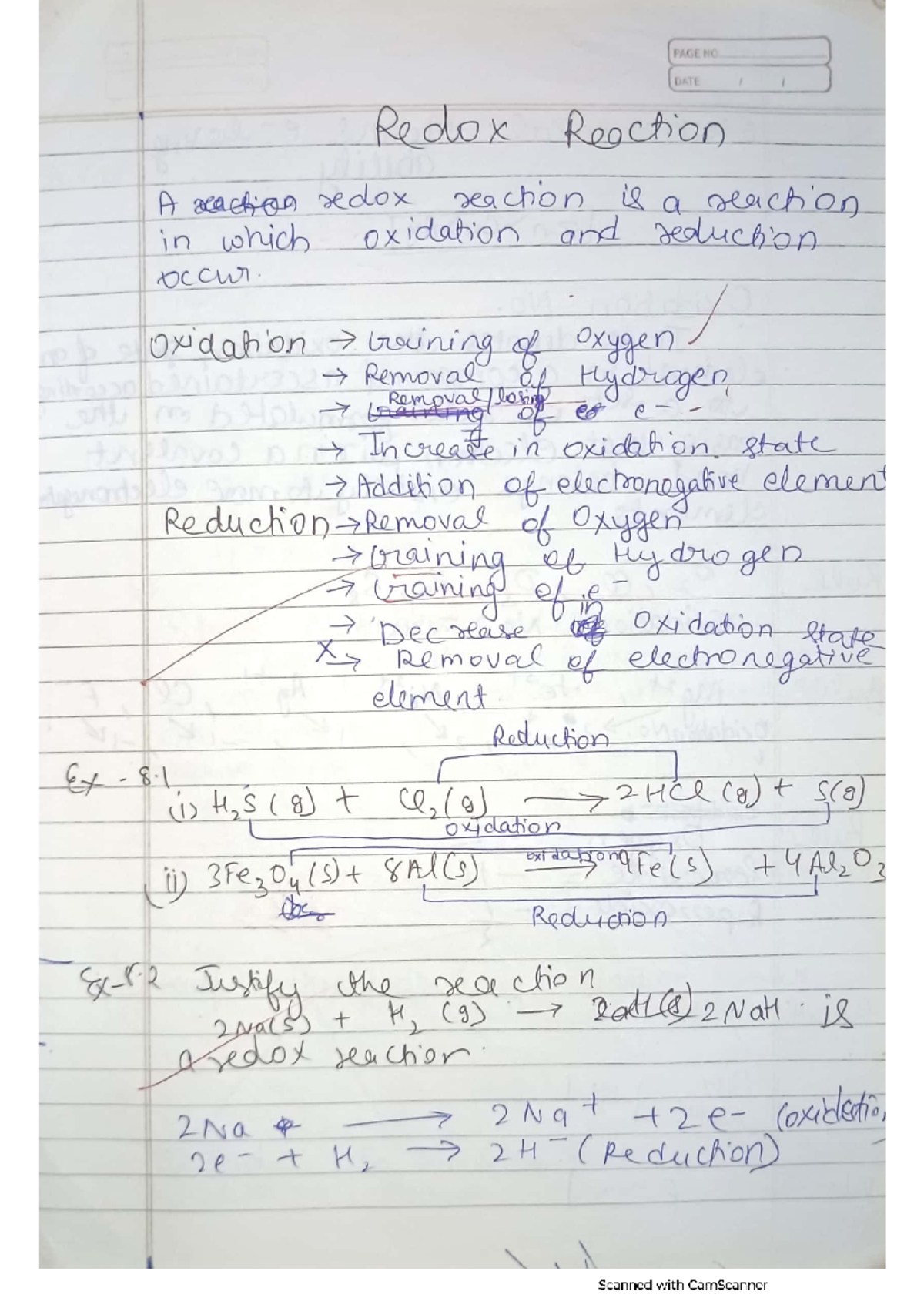 Class 11 Redox Reactions: Concepts and Balancing Techniques - Studocu