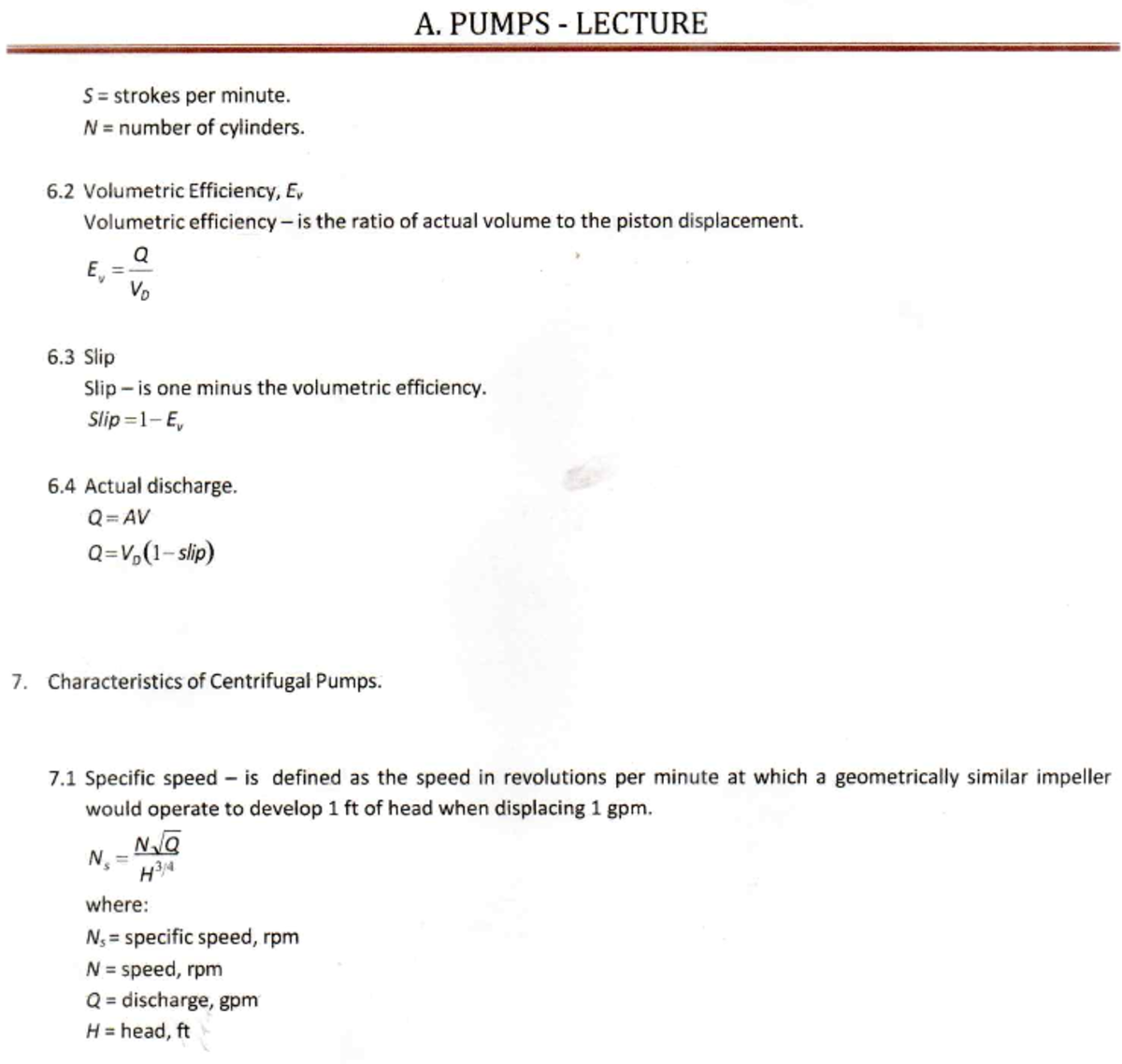 PUMPS LECTURE: Volumetric Efficiency & Characteristics - Studocu