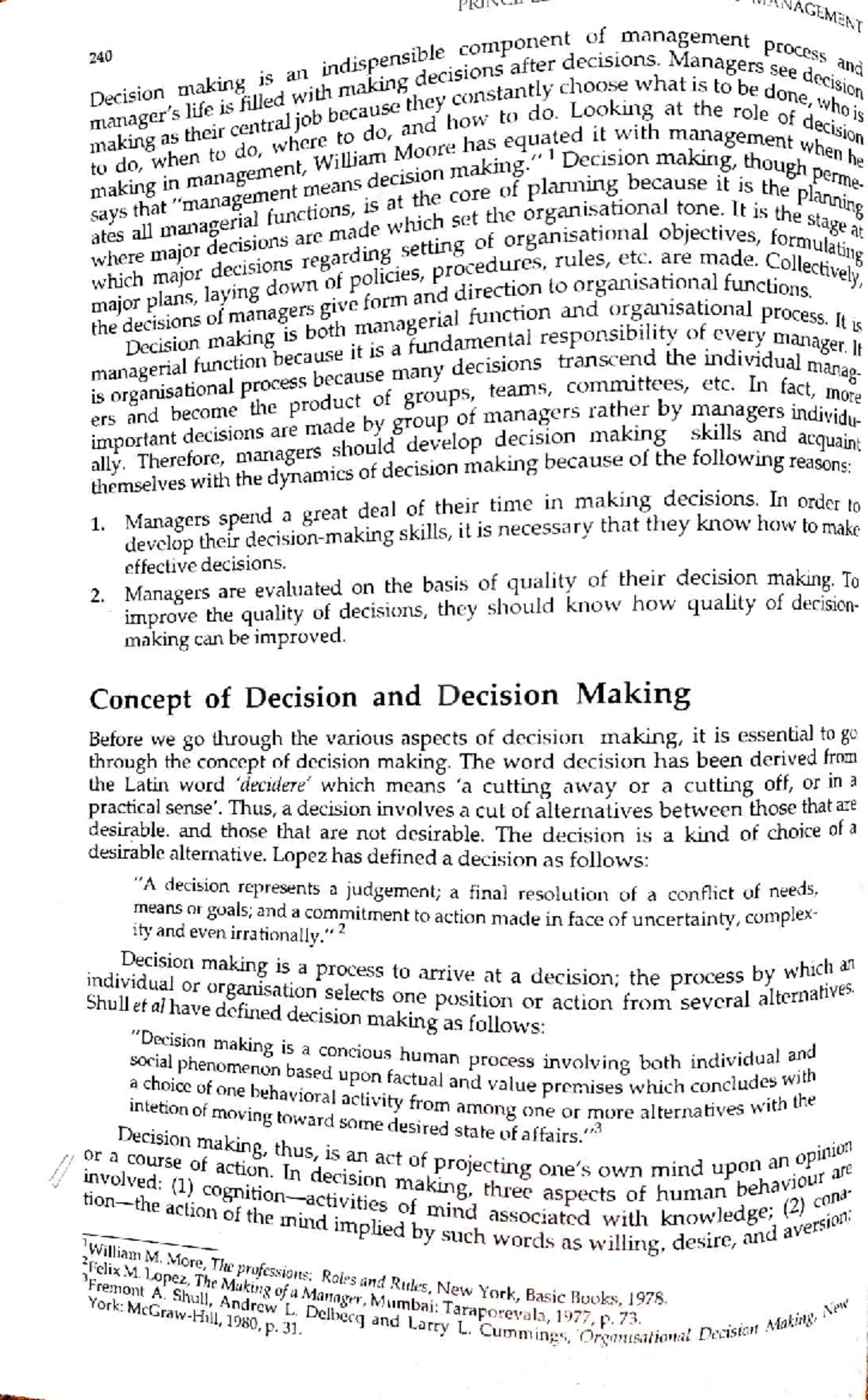 Decision Making in Management: Key Concepts and Techniques (PI 240 ...