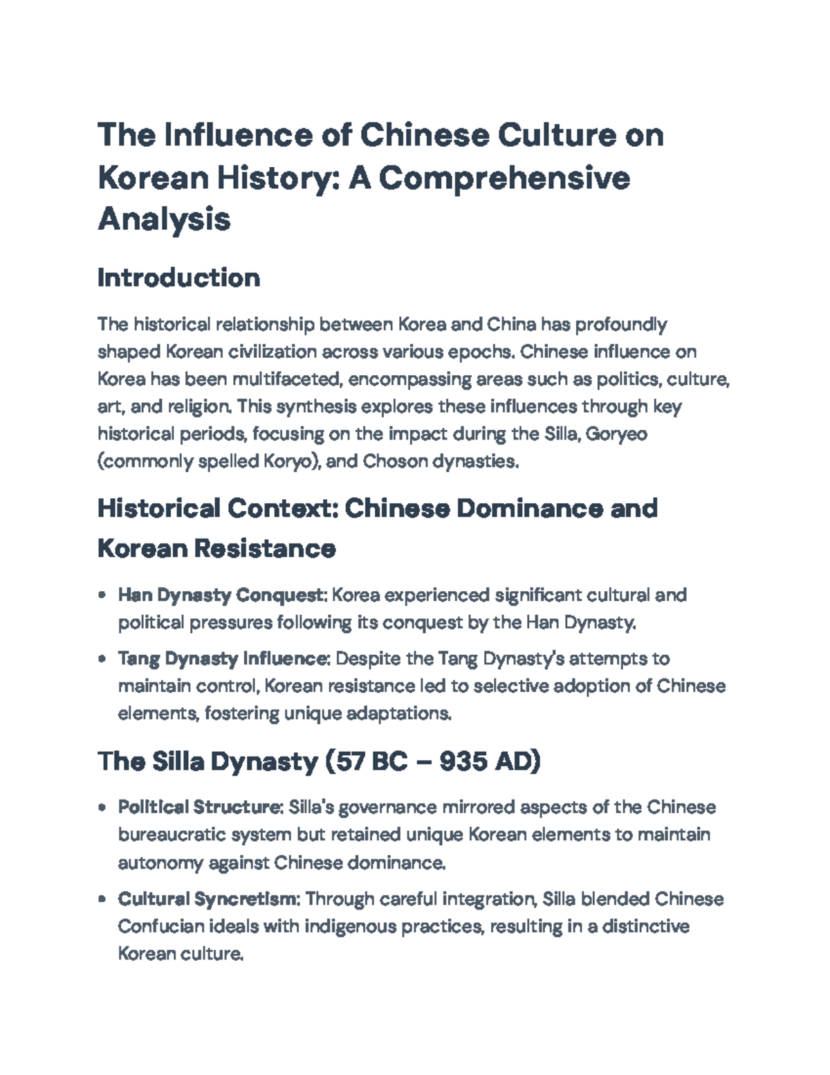 The Influence of Chinese Culture on Korean History: An Analysis - The ...
