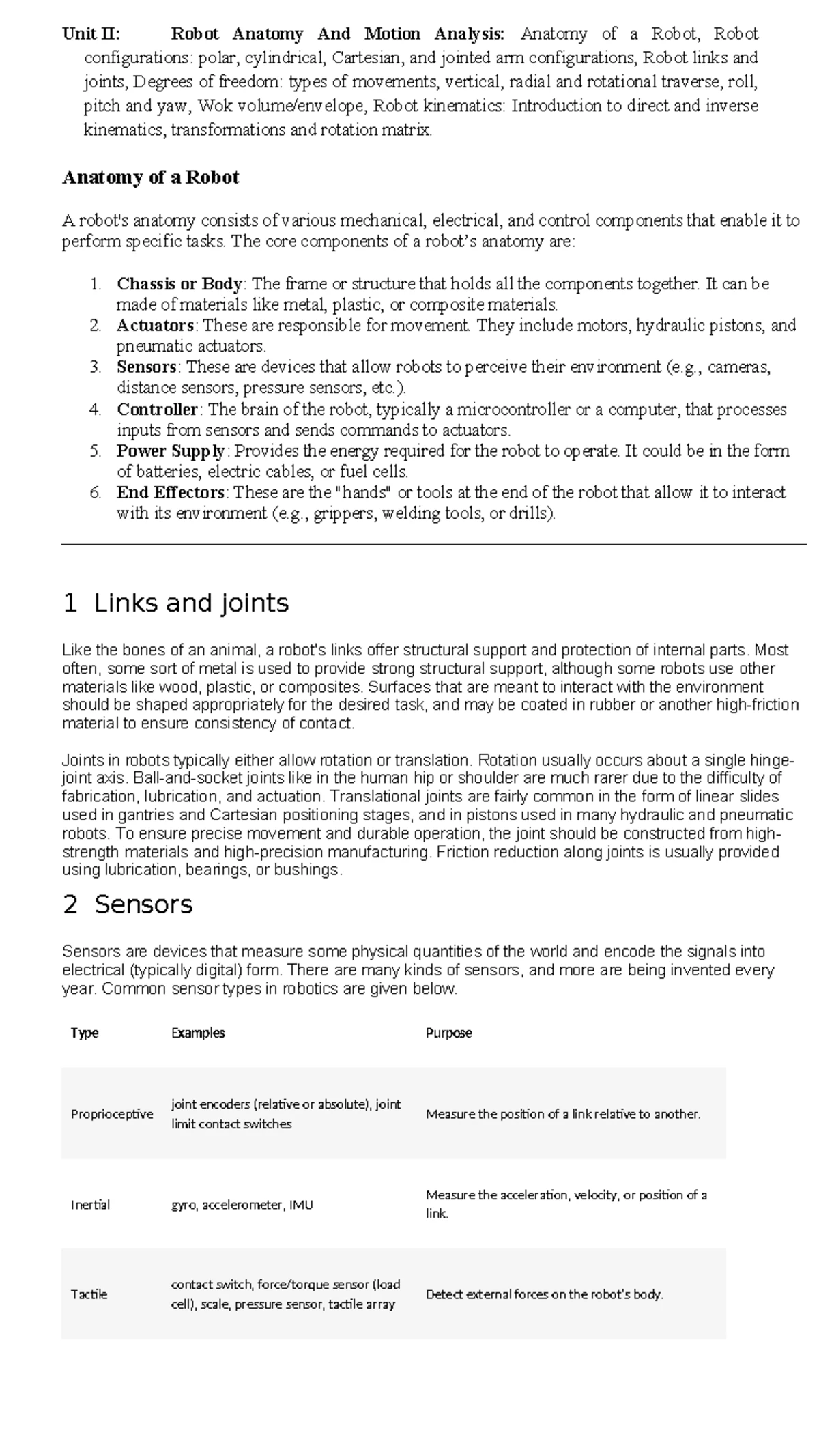 Unit - I - Complete Notes on Robotics and Automation: Concepts ...