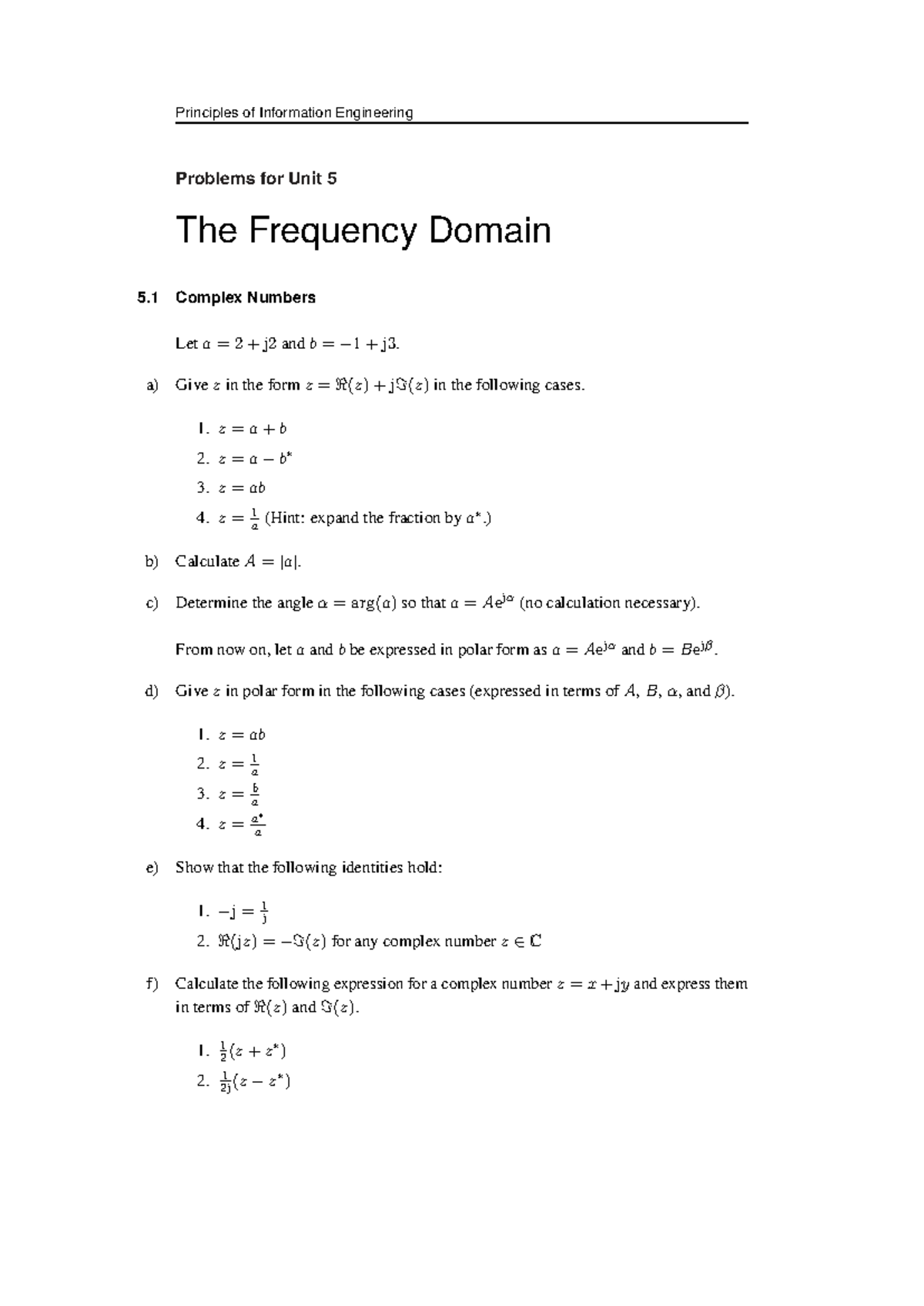Principles of Information Engineering: Unit 5 Complex Numbers & Circuit ...
