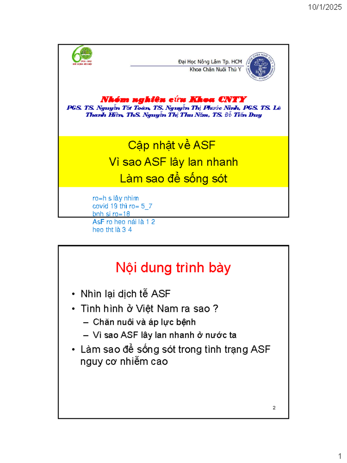 Cập nhật về ASF: Nguyên nhân lây lan và cách sống sót (Final) - Studocu