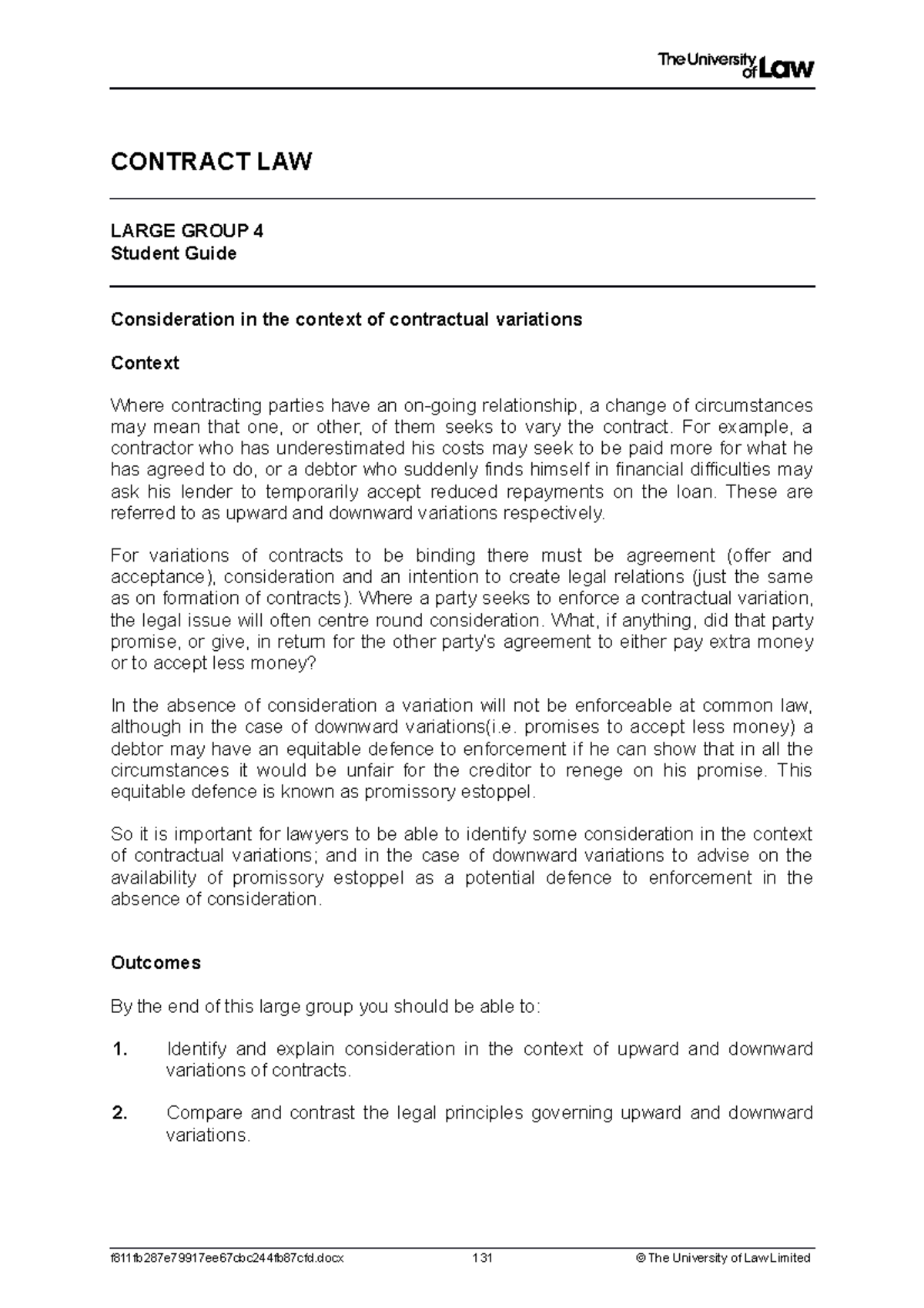 LG4 - student guide - Lecture notes 4 - CONTRACT LAW LARGE GROUP 4 ...