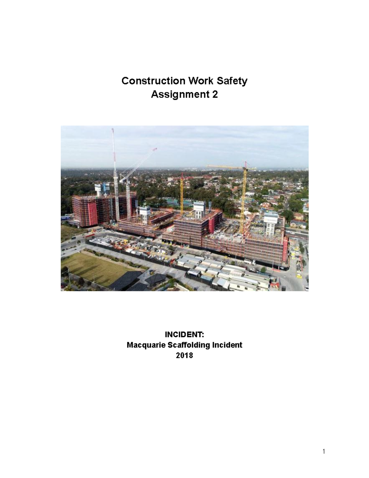 Work Safety Assignment 2 Macquarie Scaffolding Incident - 301061 - UWS ...