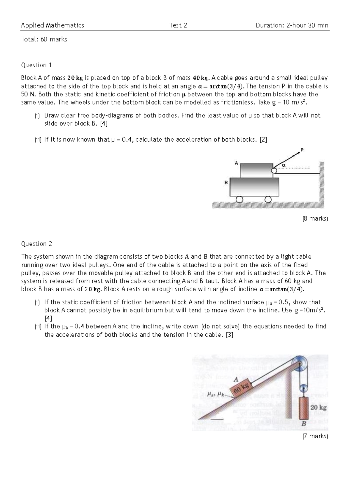 Applied Mathematics Test 2: Past Papers for Practice - Studocu