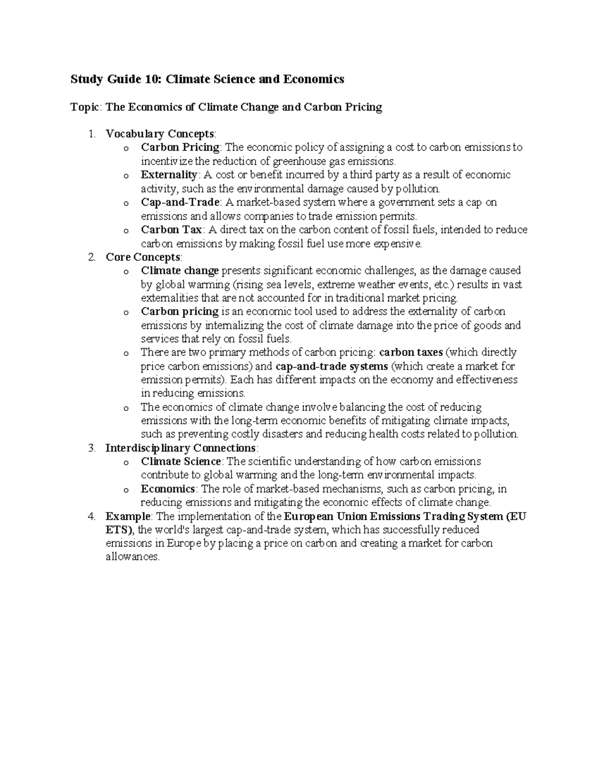 Organic 1 - Study Guide Ch10 - Study Guide 10: Climate Science and ...