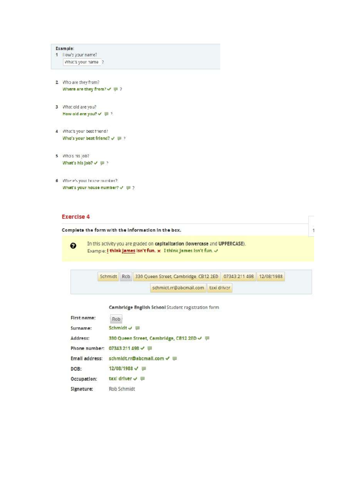 English Language Exercise: Student Registration Form Details - Studocu