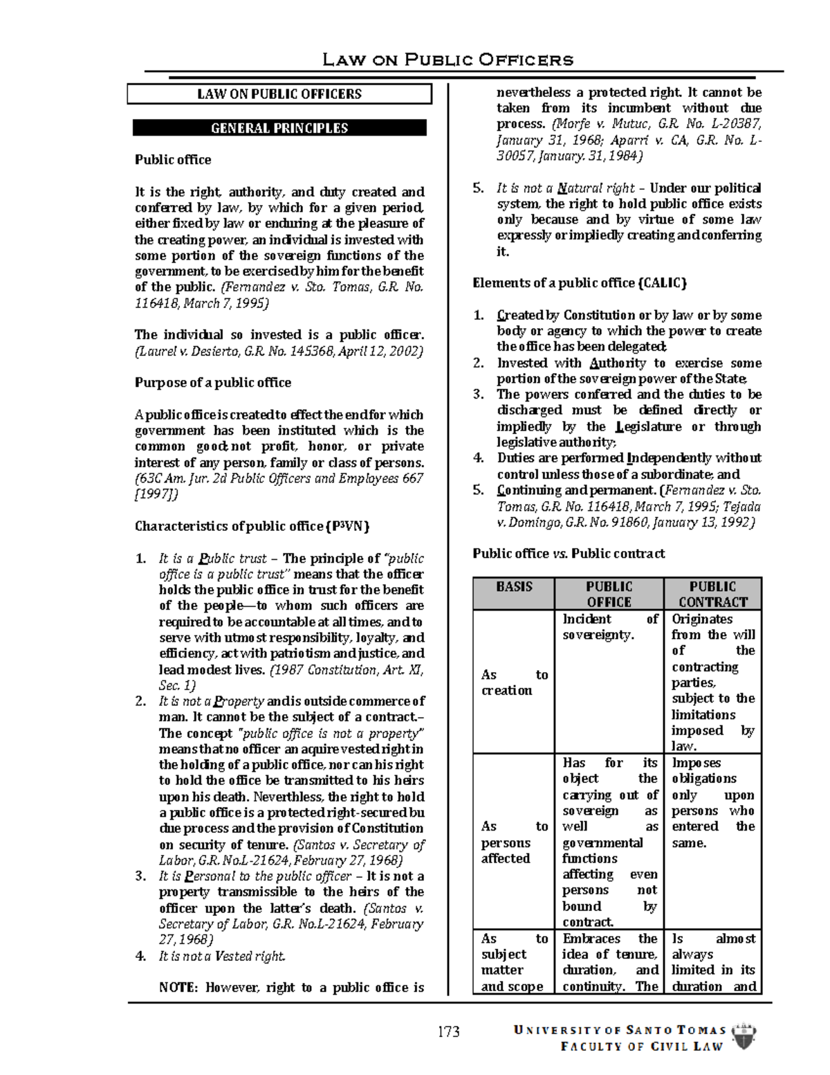 2019 Golden Notes: Law on Public Officers Overview and Principles - Studocu