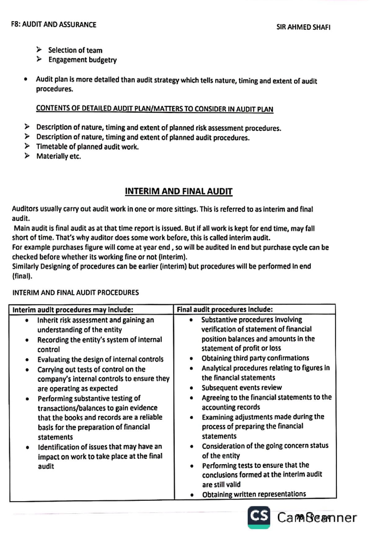 Audit Notes 2023 - Chartered Accountancy - Studocu