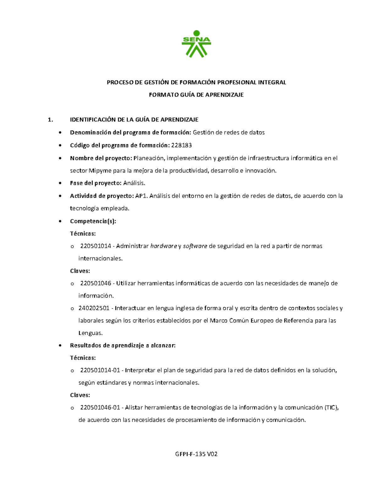 Guia aprendizaje - fgdg - PROCESO DE GESTIÓN DE FORMACIÓN PROFESIONAL ...