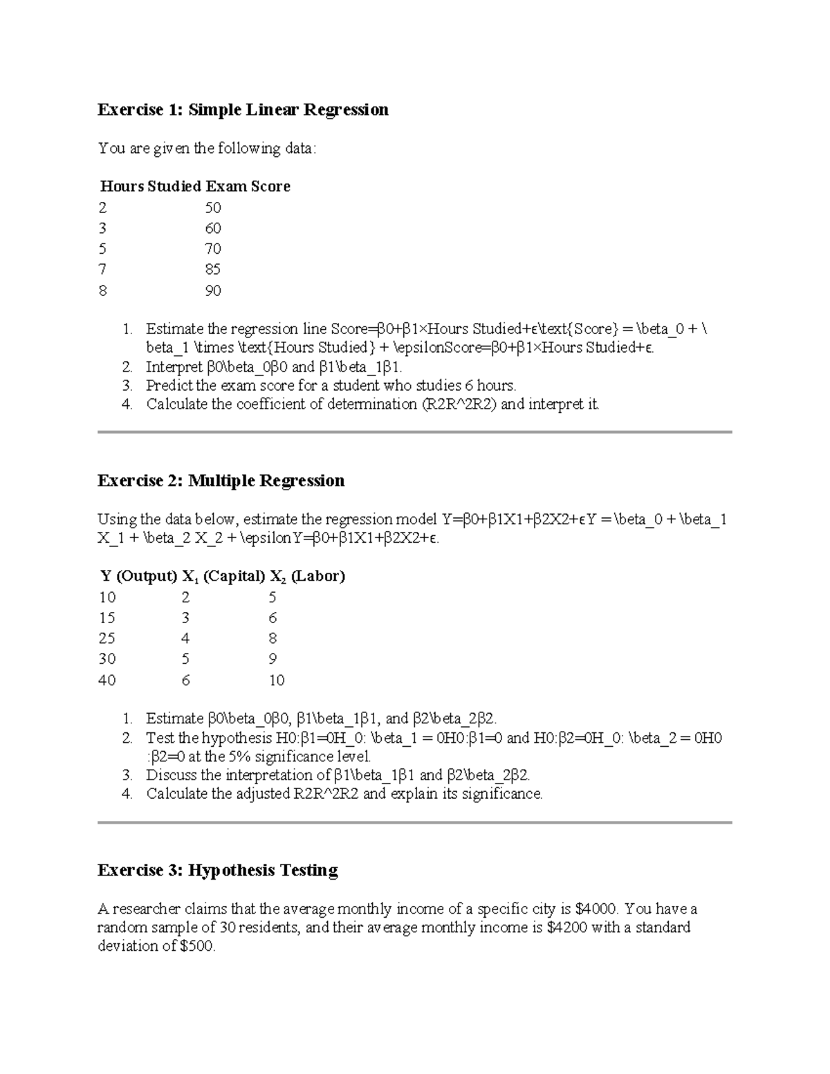 Exercise 1 - Exercise 1: Simple Linear Regression You are given the ...