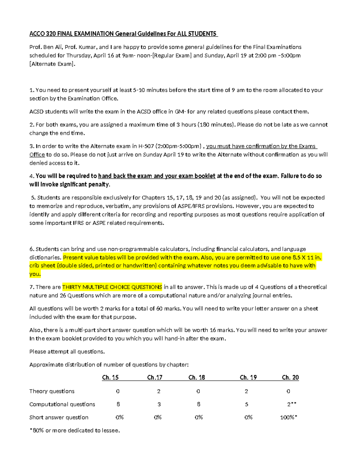 ACCO 320 FINAL EXAM GUIDELINES for Students - Spring 2026 - Studocu