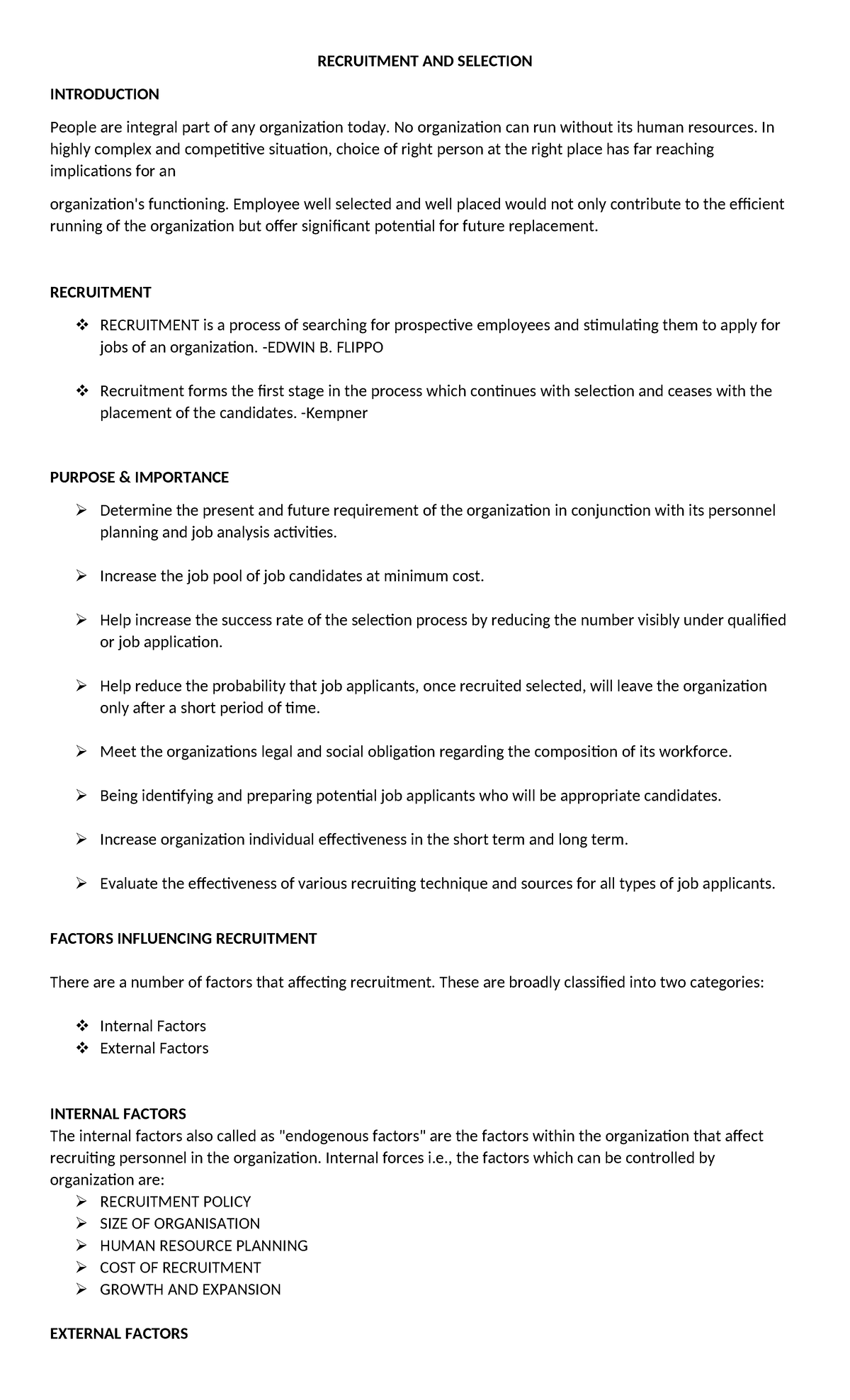 Recruitment & Selection: An Introductory Guide for HR Management - Studocu