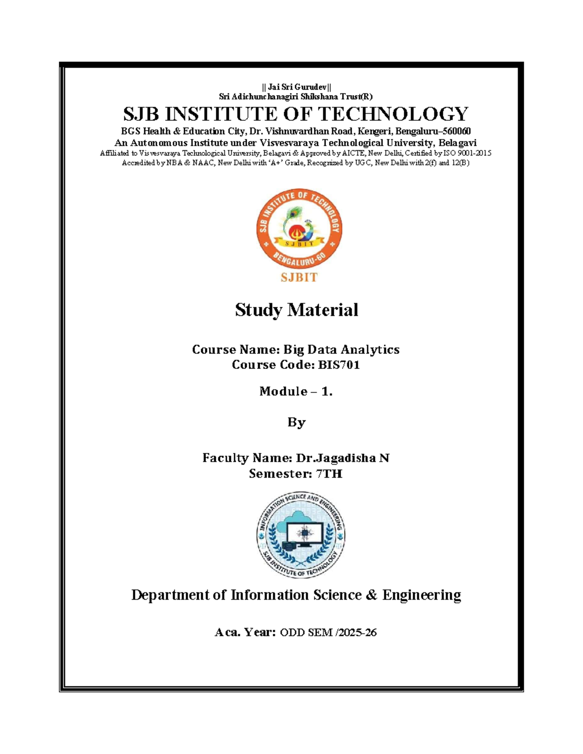 BIS701 Big Data Analytics Module 1 Study Notes for VTU Students - Studocu