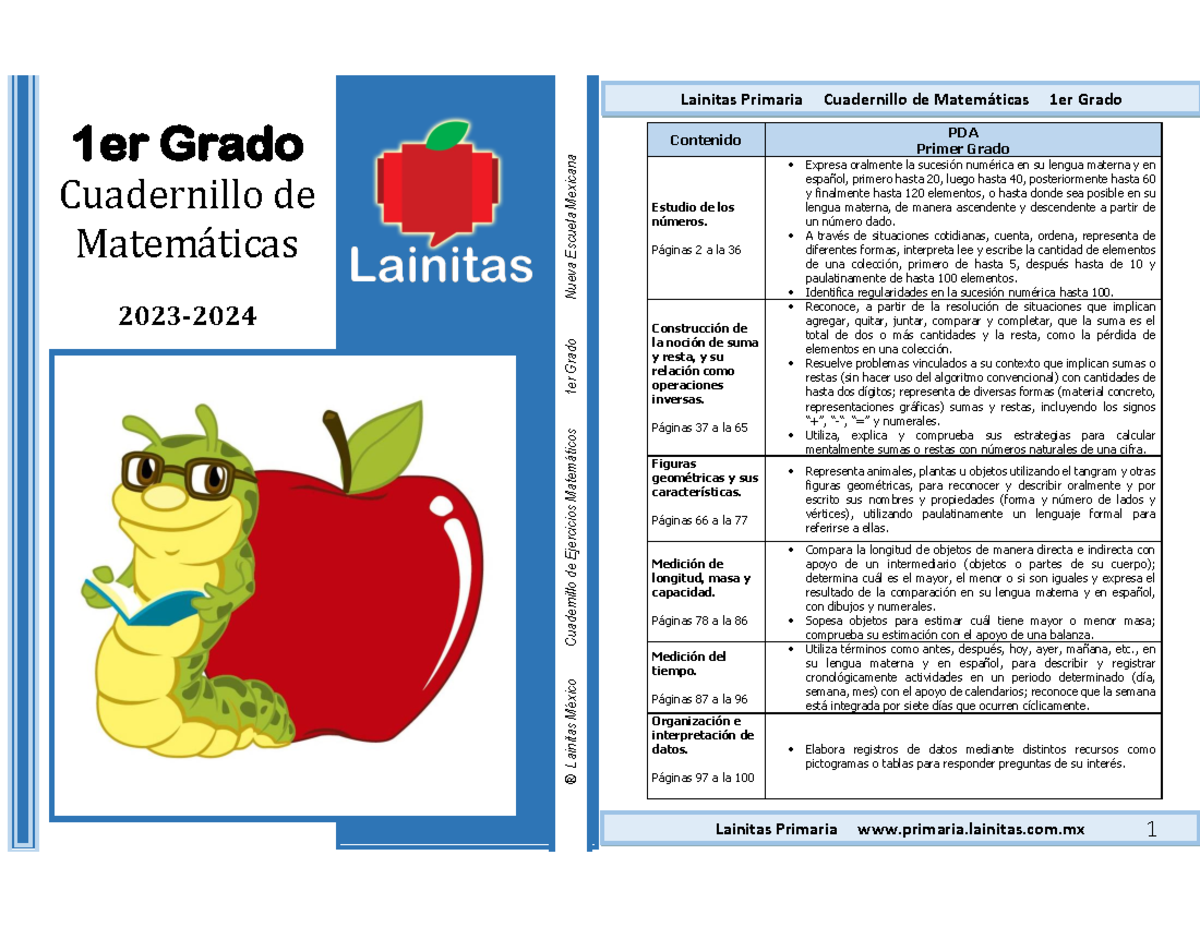 Cuadernillo de Matemáticas 1er Grado (2023-2024) - Ejercicios y ...