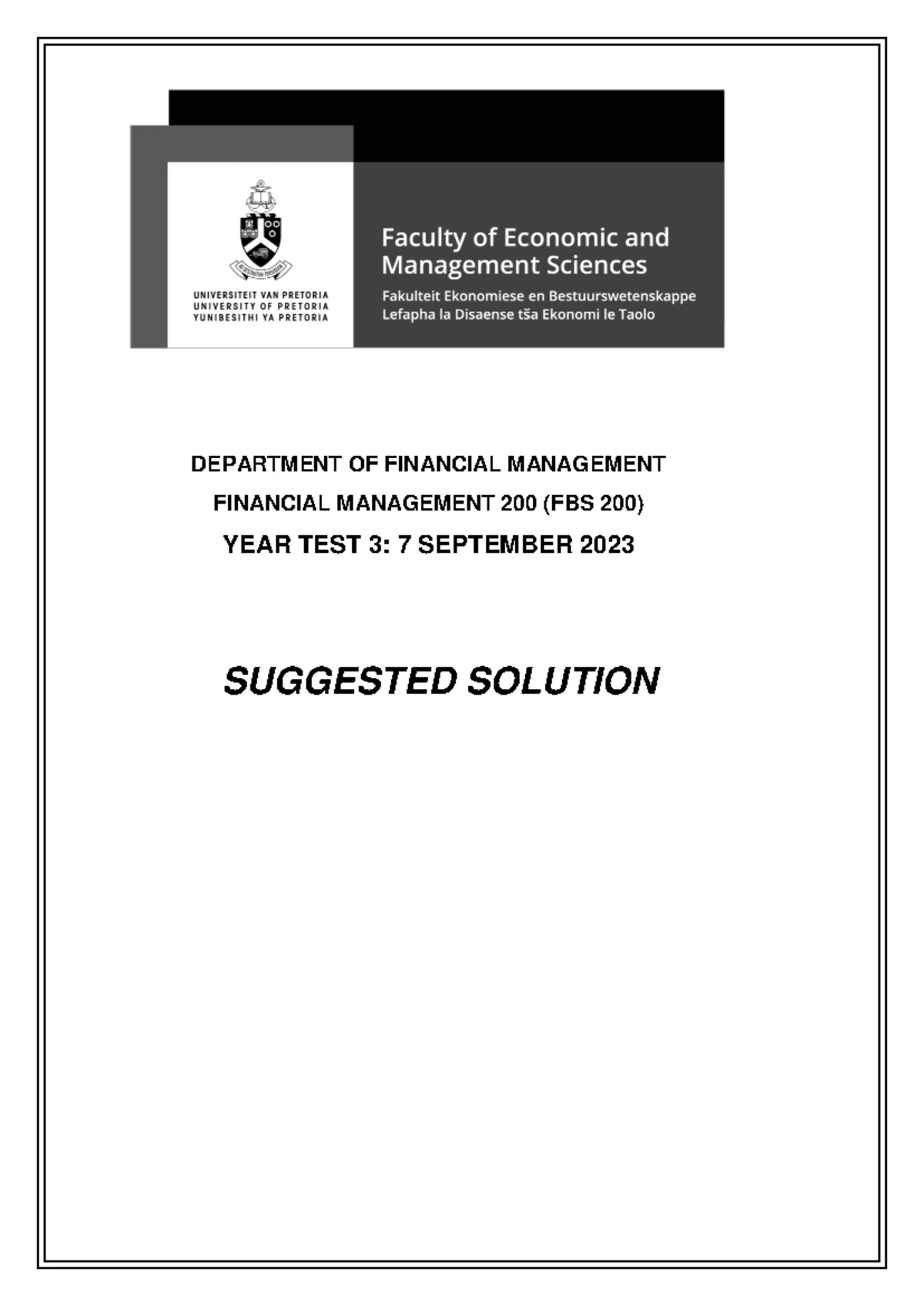 FBS 210 Semester Test 2 Bootcamp Revision Notes - Studocu