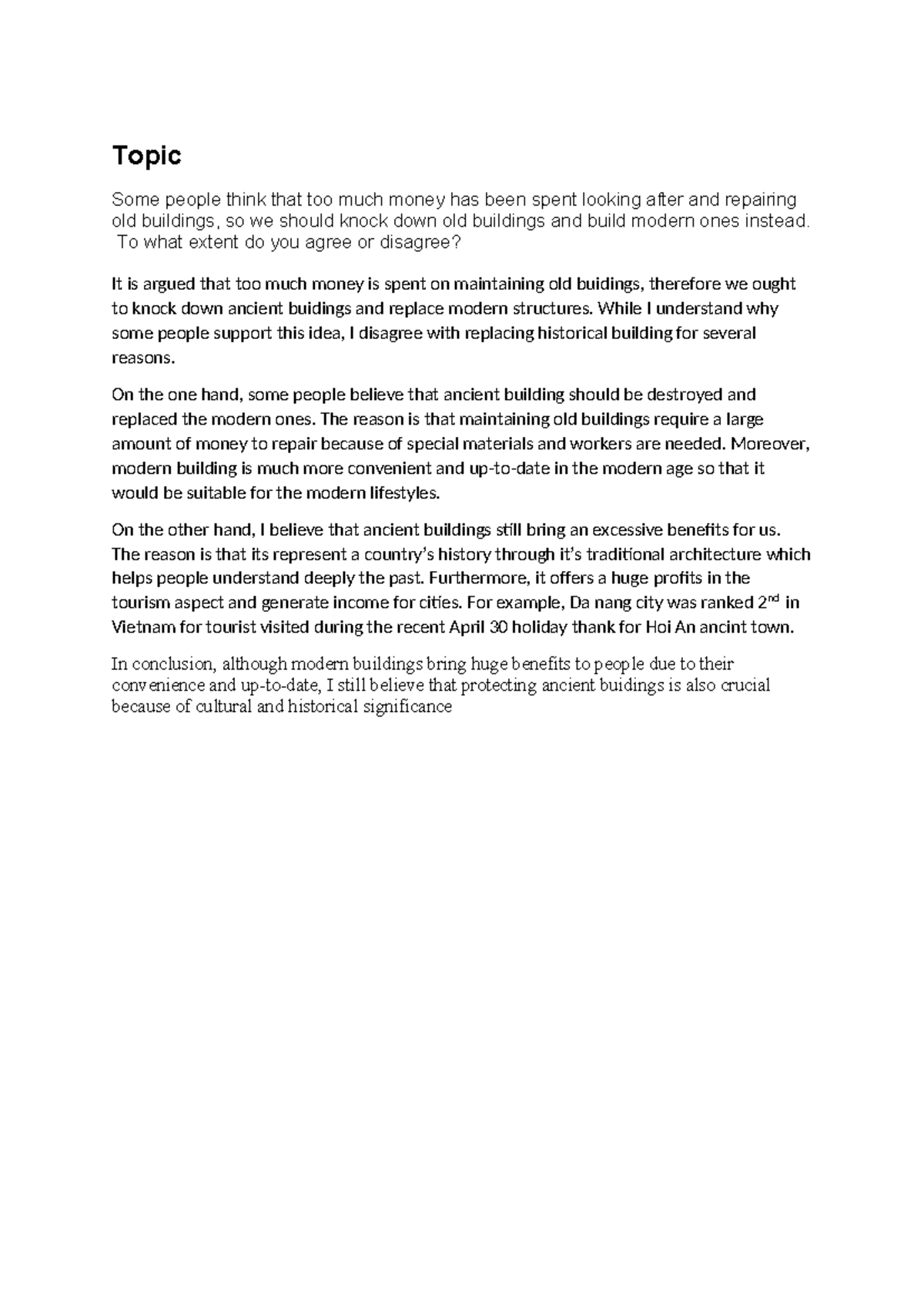 Writing Task 2: Old vs. Modern Buildings Debate - Studocu