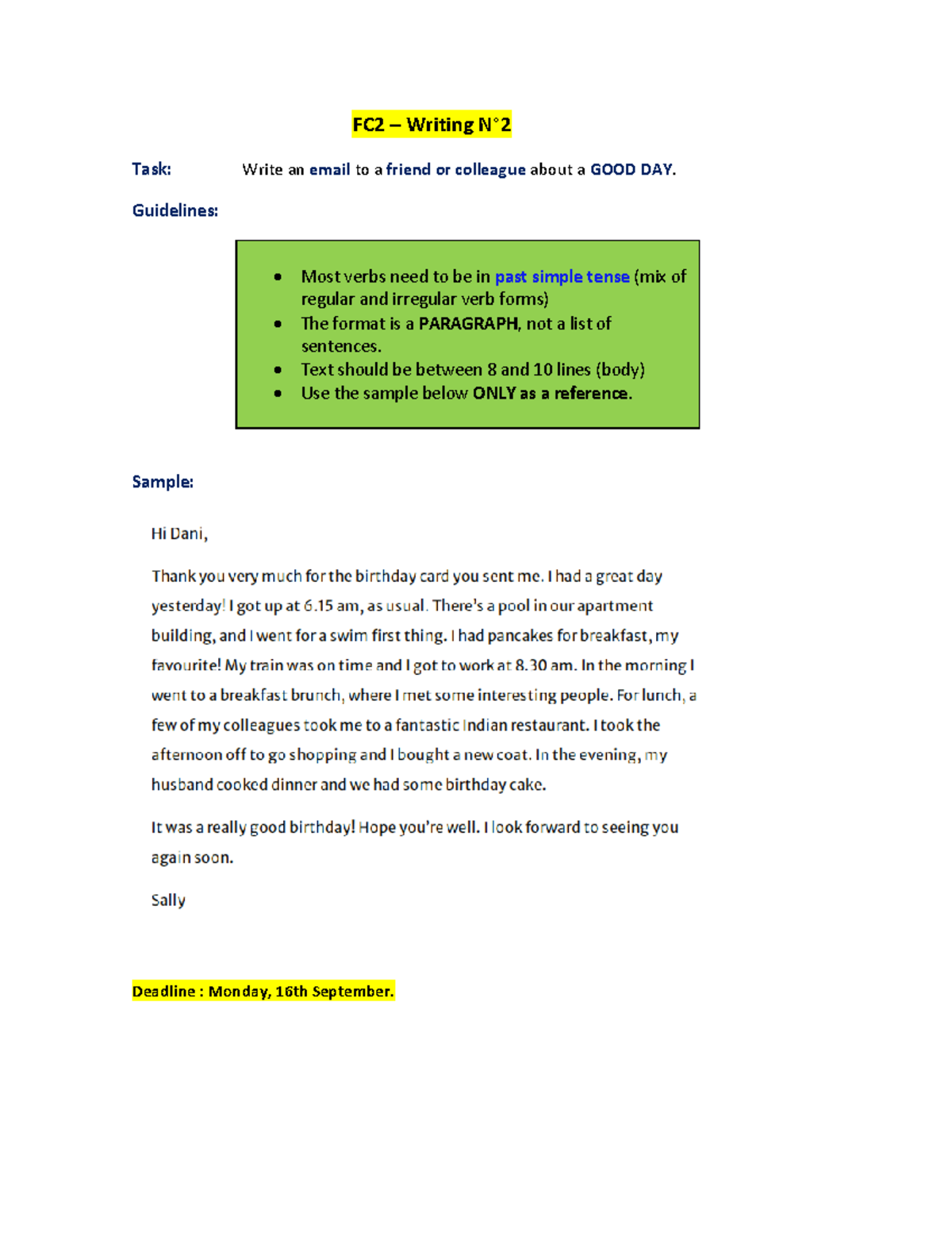FC2 - Writing N° 2 Guidelines - Inglés britanico - FC2 – Writing N ...