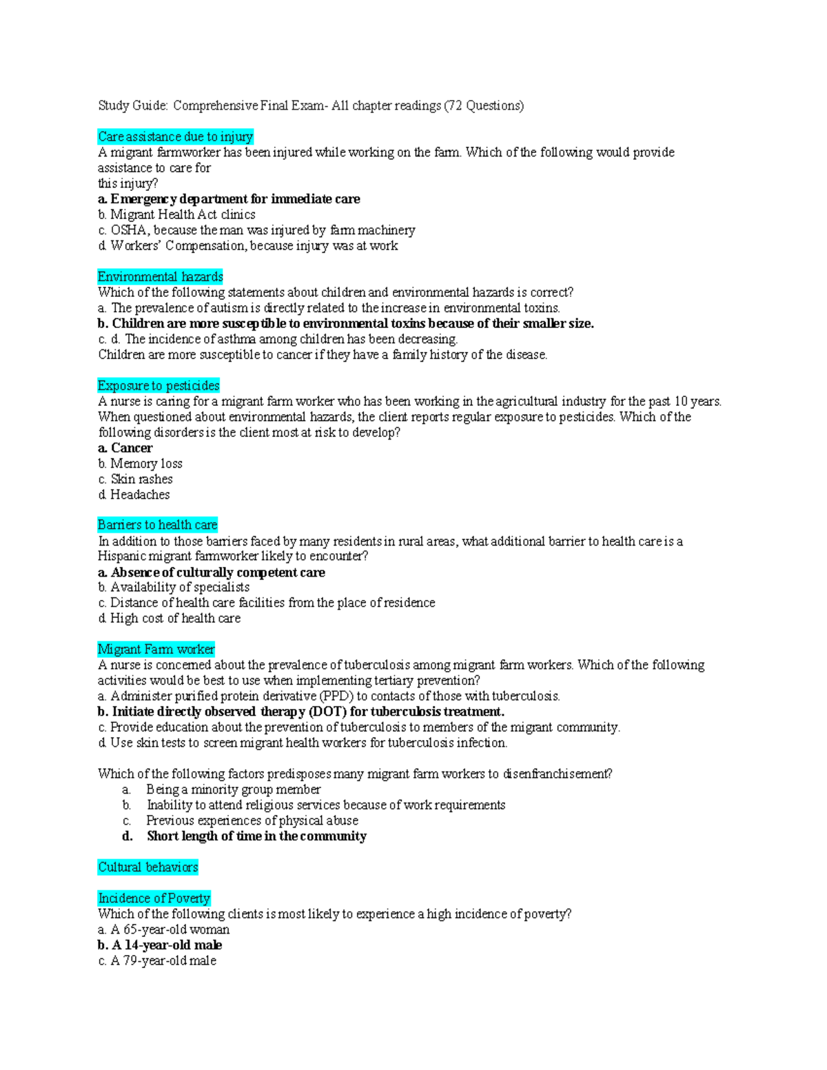 CH Final Study Guide: Comprehensive Review of Key Concepts and ...
