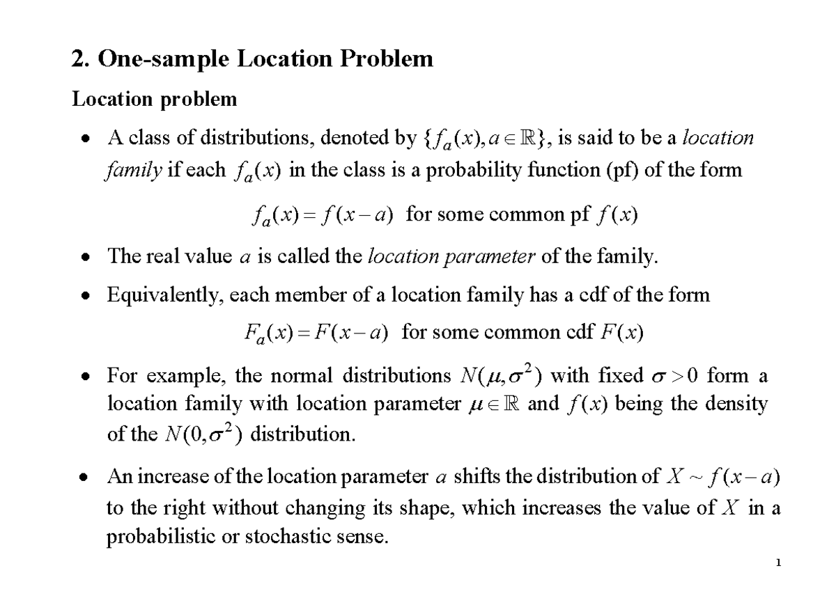 ACST 8040 Sec 2: Understanding the Location Problem and Statistical ...
