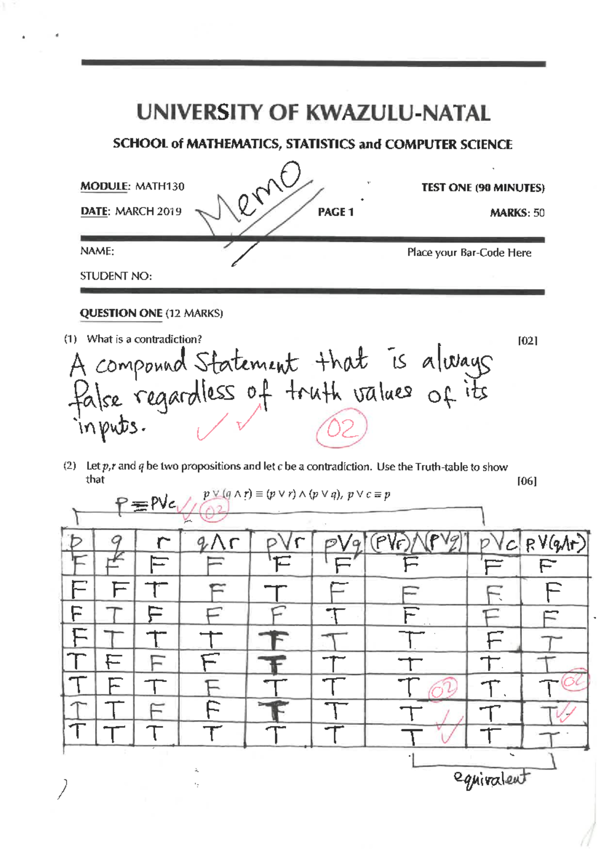 MATH130 Sem 1 2019 Test 1 Solutions Explained - Studocu