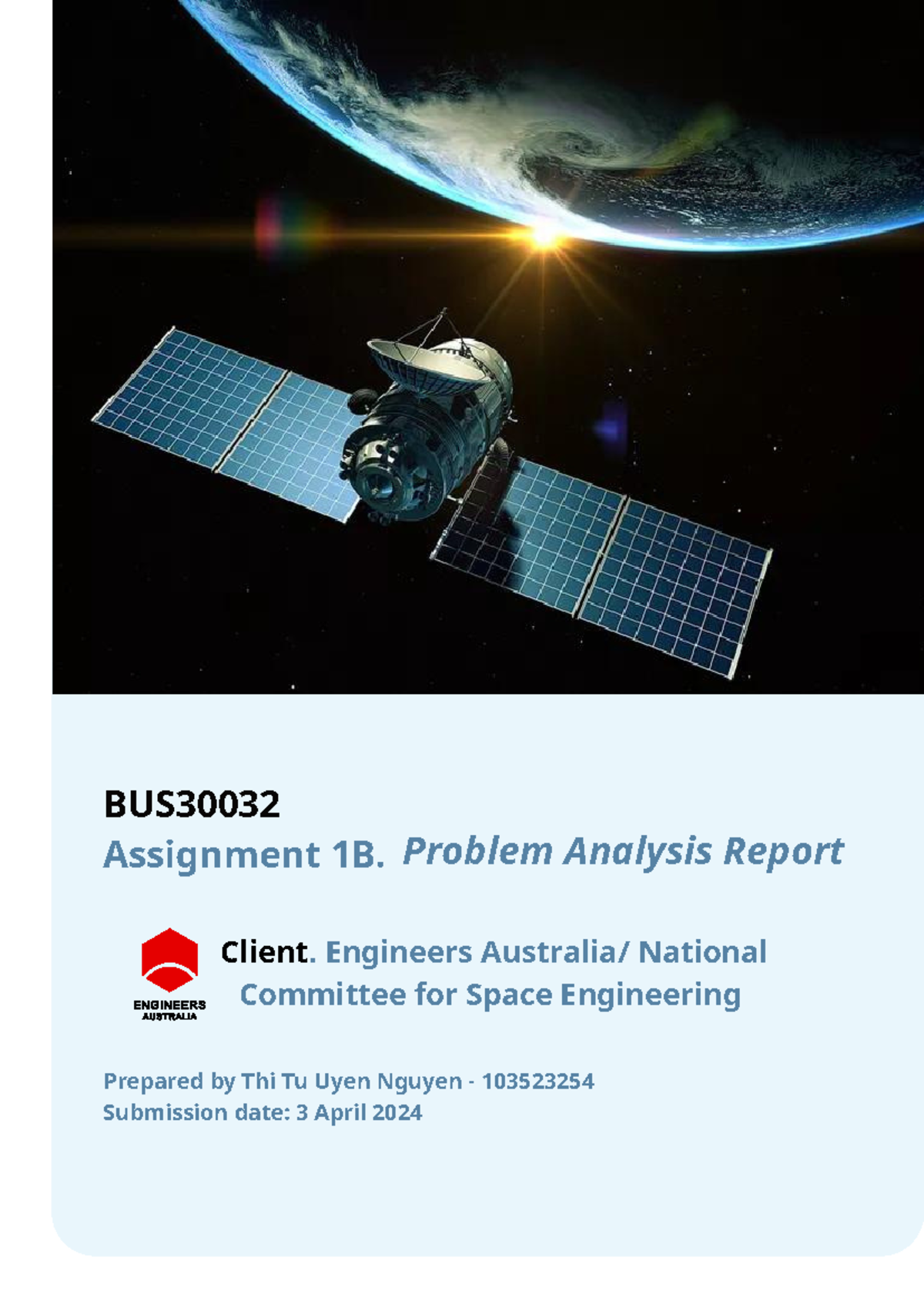BUS30032. Assignment 1B: Problem Analysis Report on Australia's Space ...