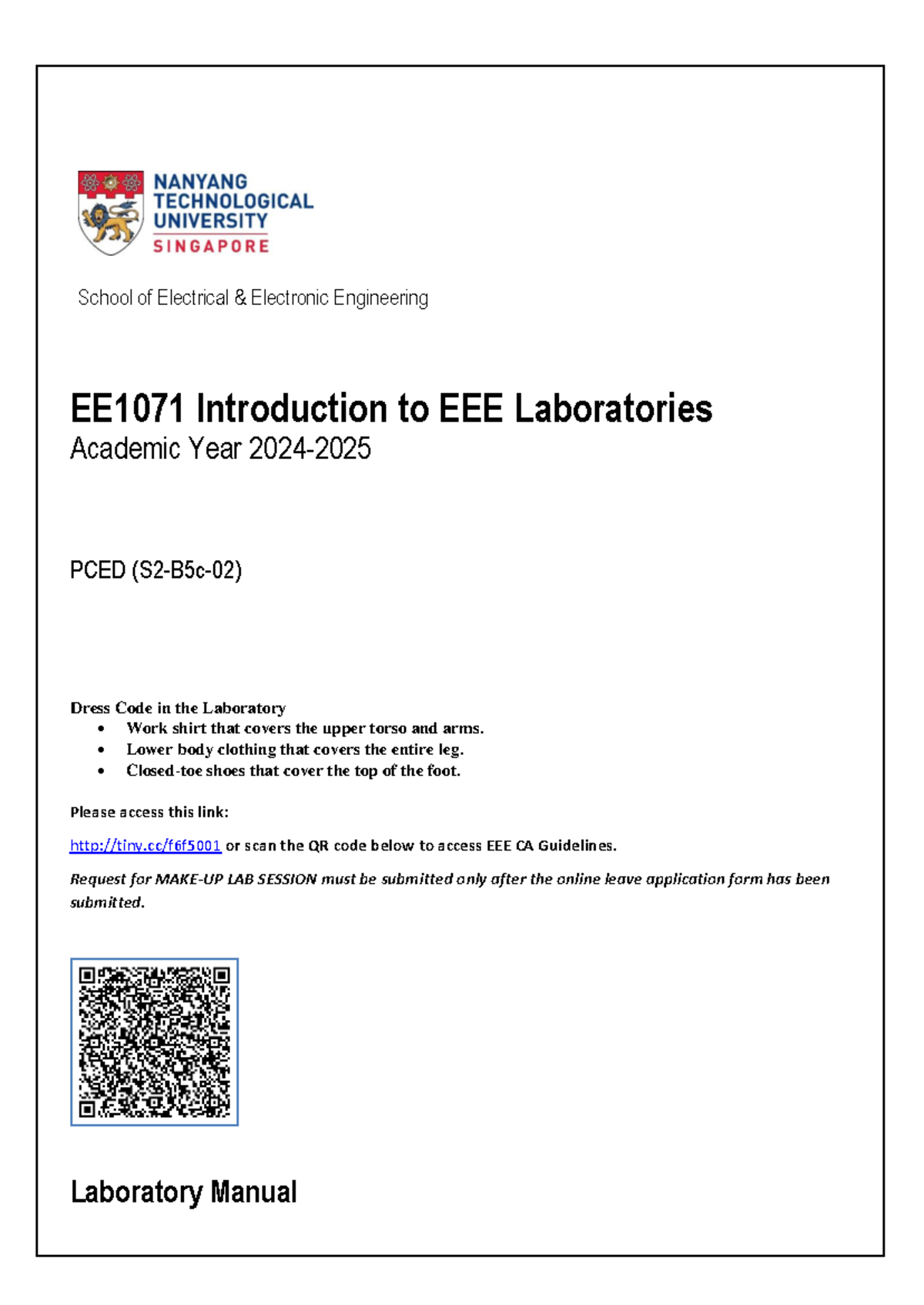 EE1071 - Lab Manual for Introduction to EEE Laboratories (2024-2025 ...