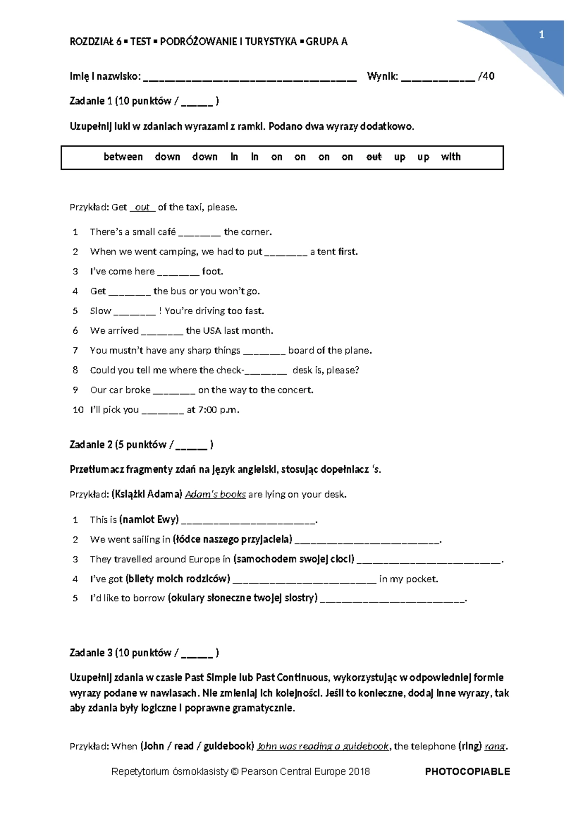 Język Angielski Sprawdzian Klasa 6 Unit 2 www.studocu.com