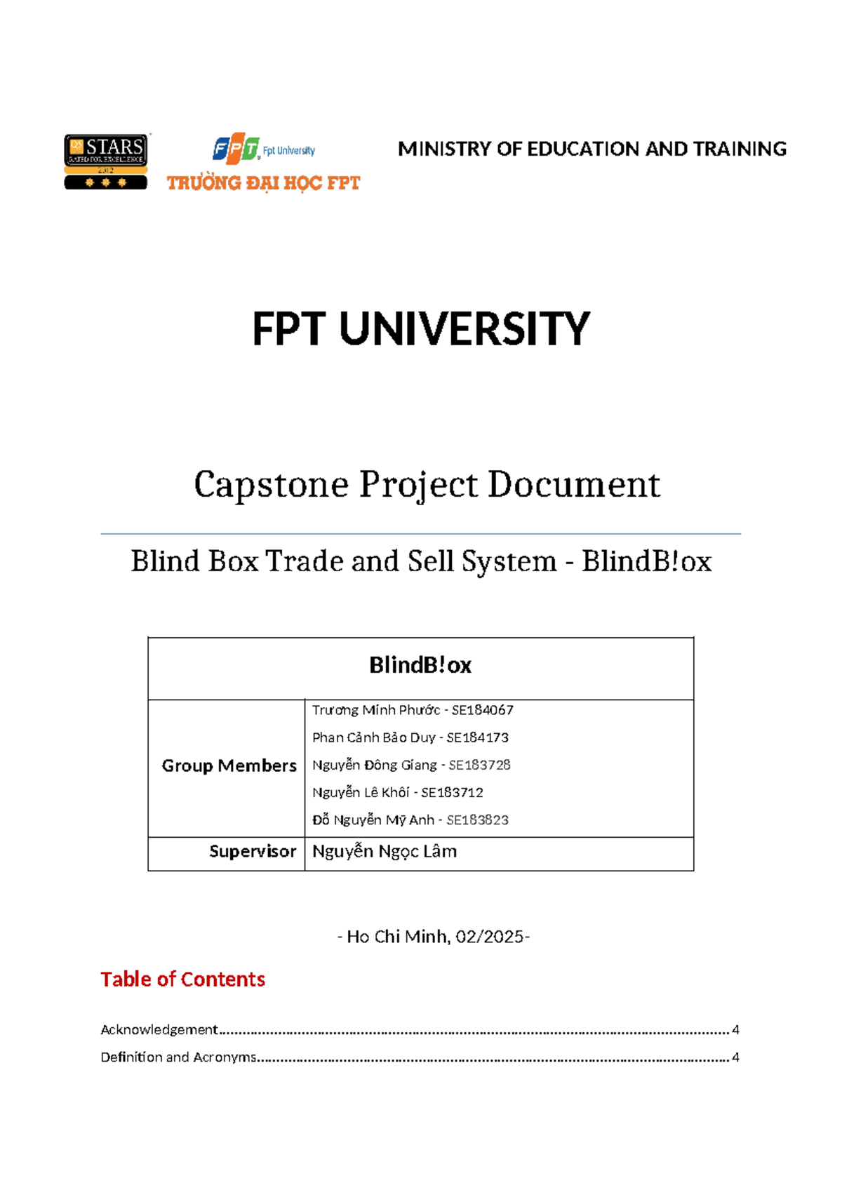Capstone Project SE184067: Blind Box Trade & Sell System Report - Studocu