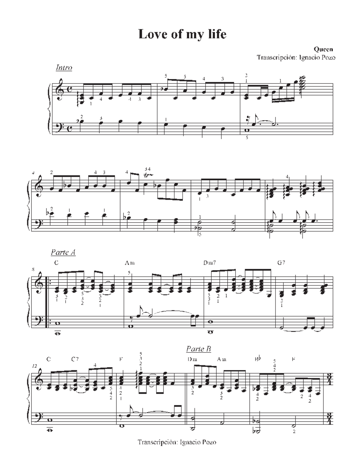 Love of My Life (Queen) - Full Transcription by Ignacio Pozo - Document Preview
