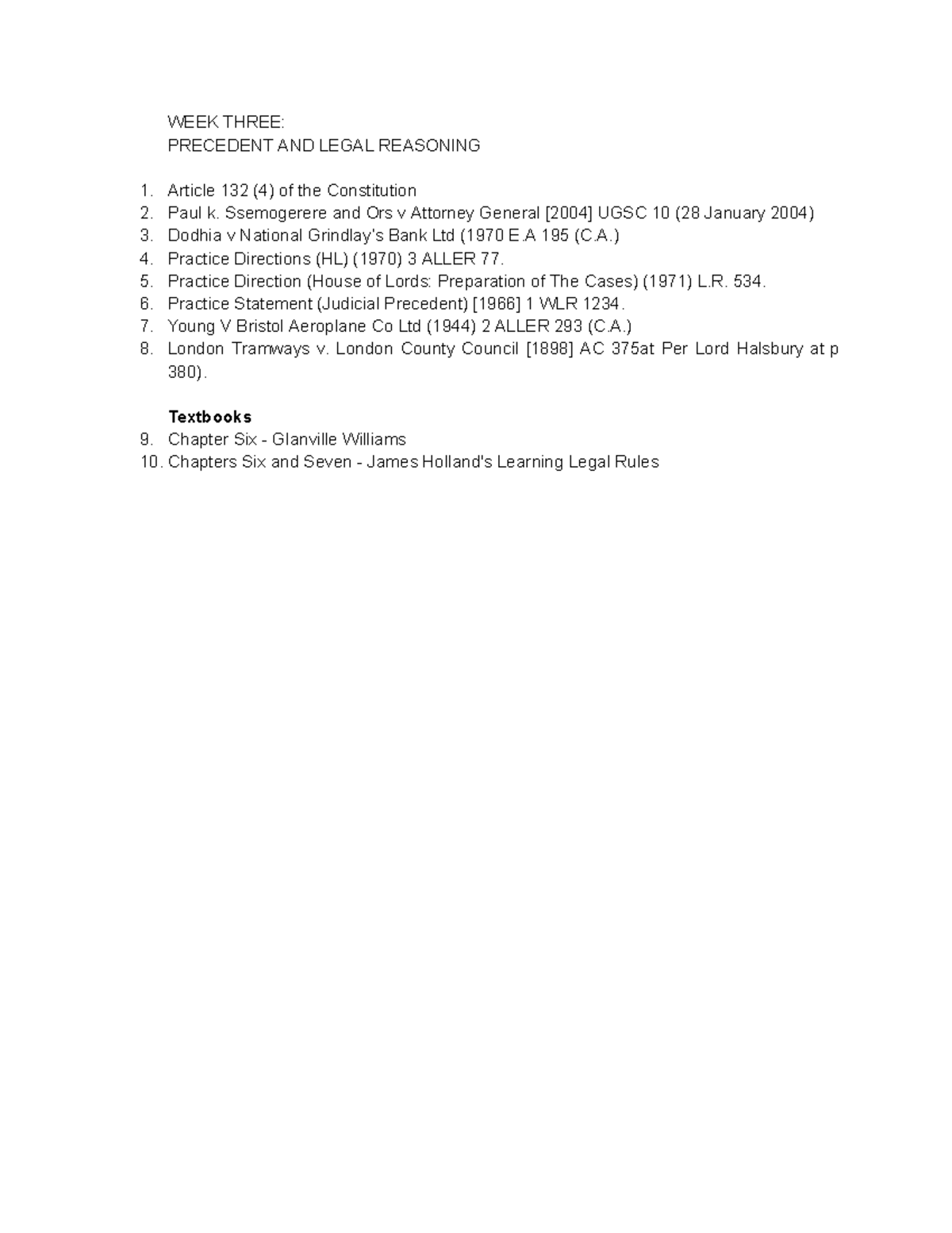 Doctrine of Precedent - Legal Methods Overview and Case Summaries - Studocu