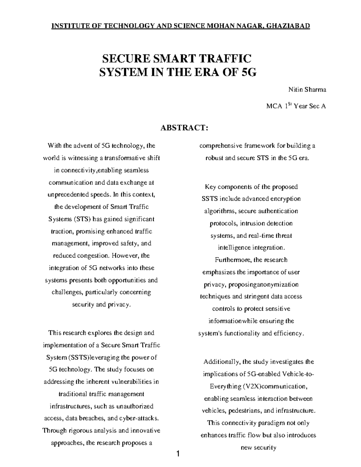 Secure Smart Traffic System In Era of 5G - SECURE SMART TRAFFIC SYSTEM ...