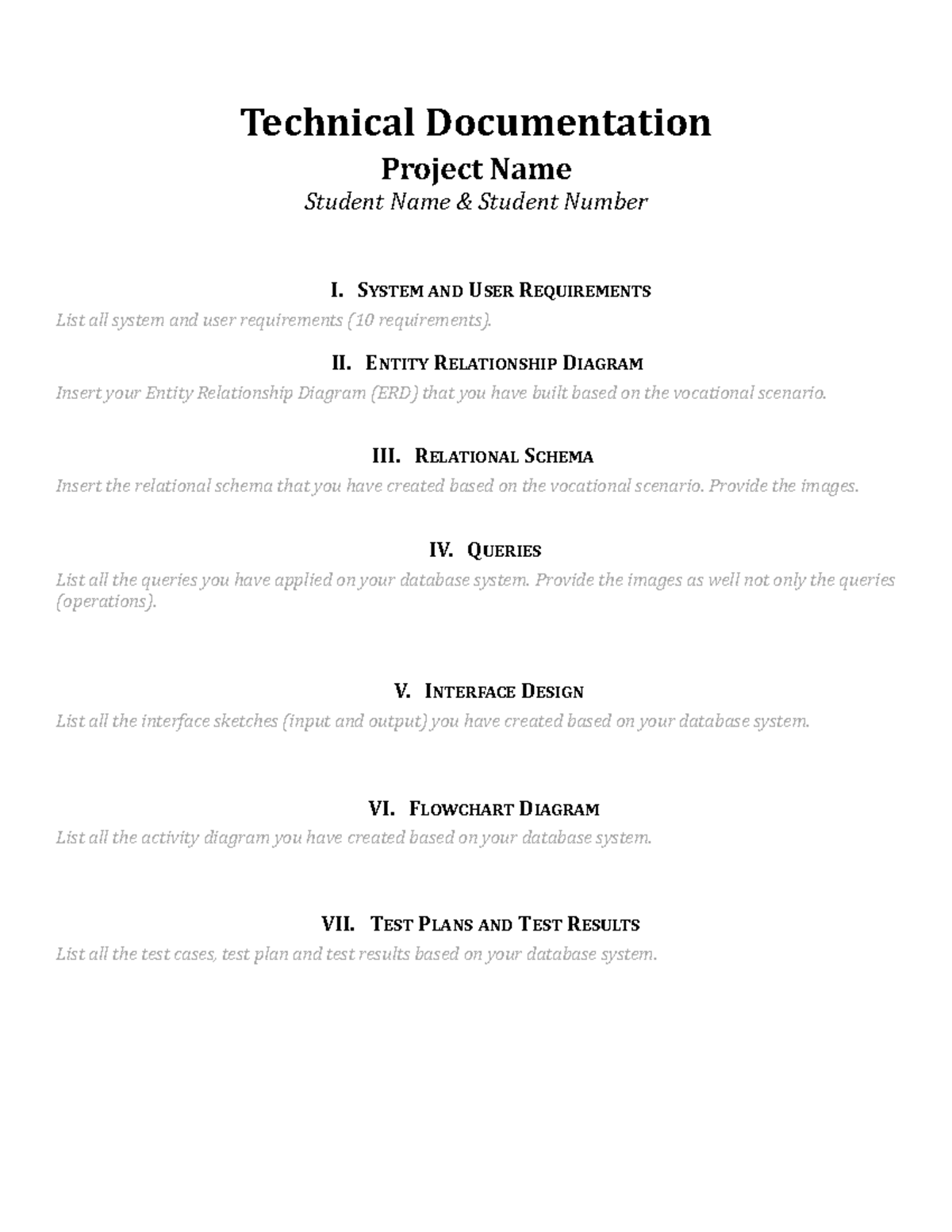 Technical Documentation Template for DB Project (Database) - Studocu
