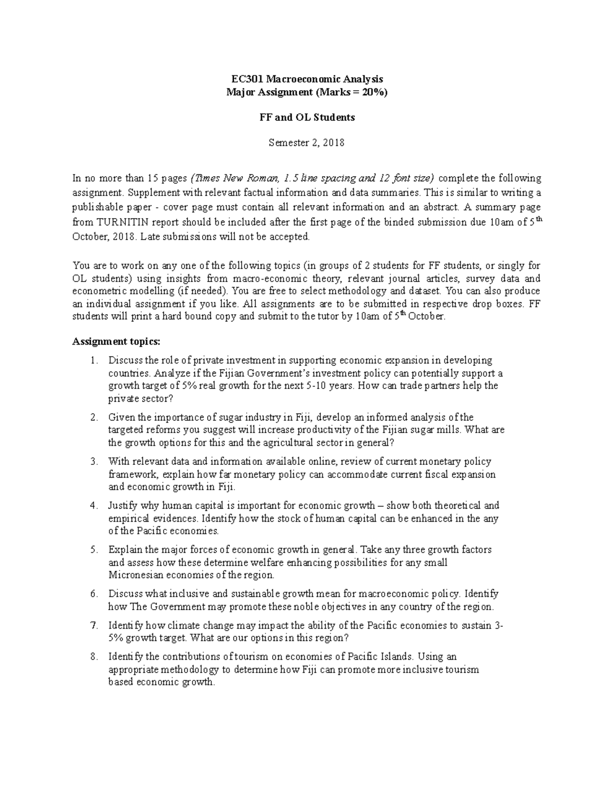 EC301 Major Assignment - In-Depth Macroeconomic Analysis Guide - Studocu