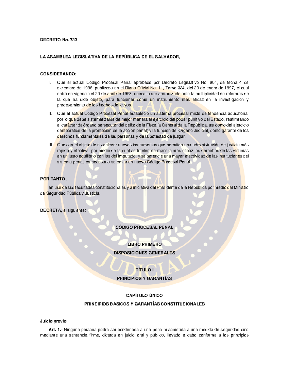 Código Procesal Penal de El Salvador: Actualización a Febrero 2025 - Document Preview