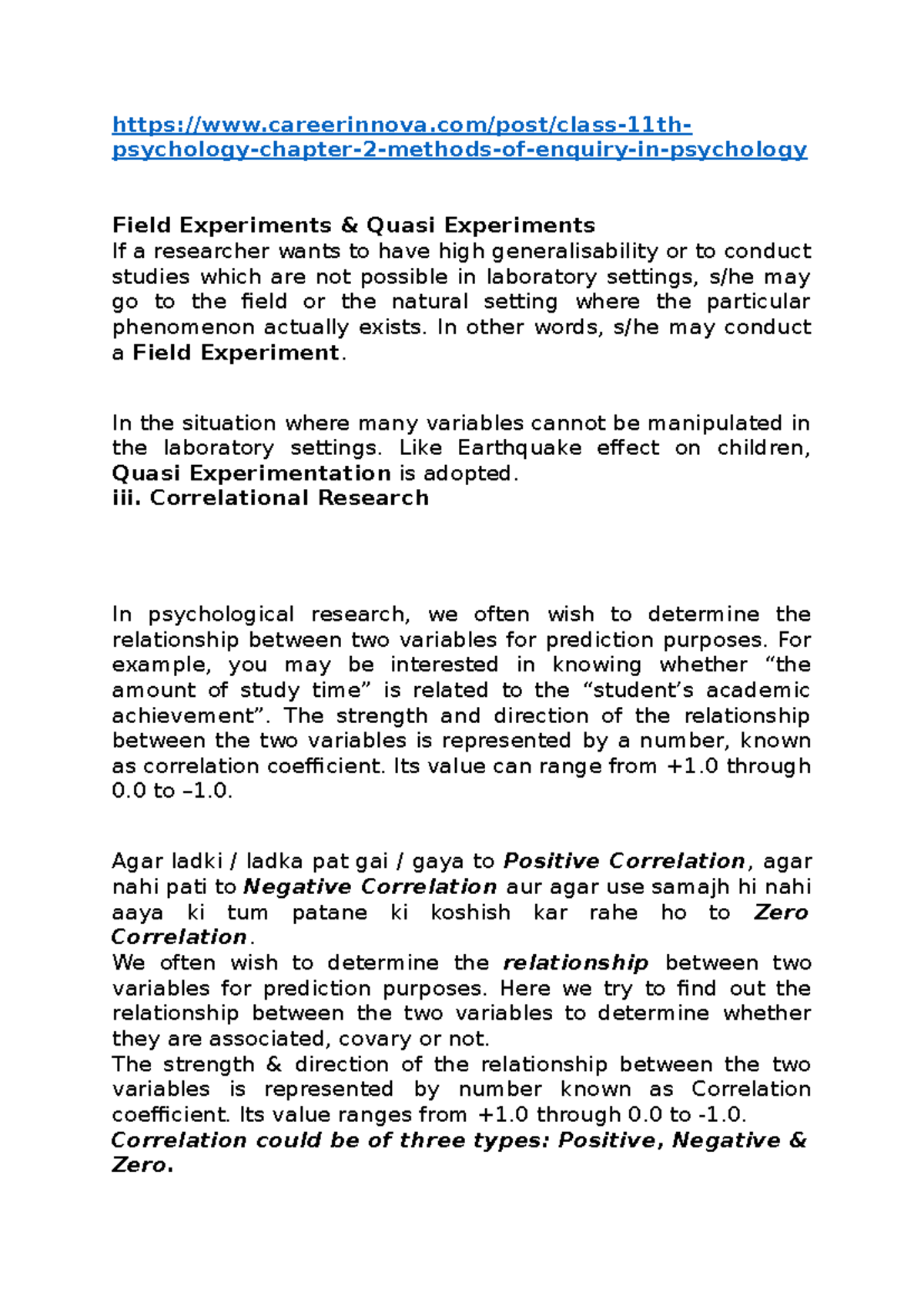 Field Experiments & Quasi Experiments: Methods of Enquiry in Psychology ...
